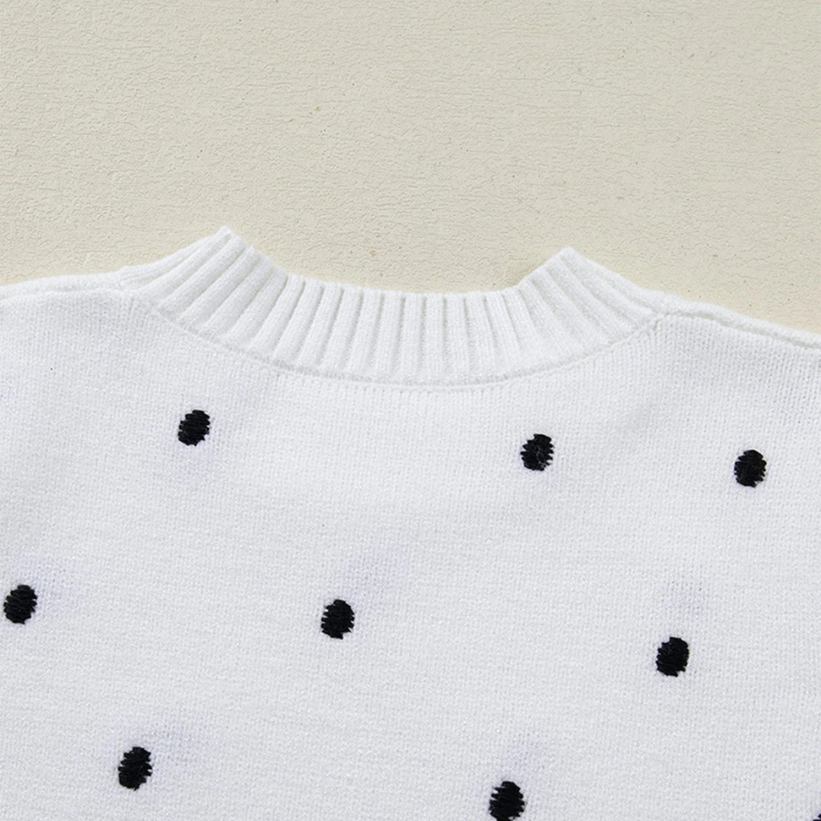 Polka Dot Bubble Short Sleeve Sweater