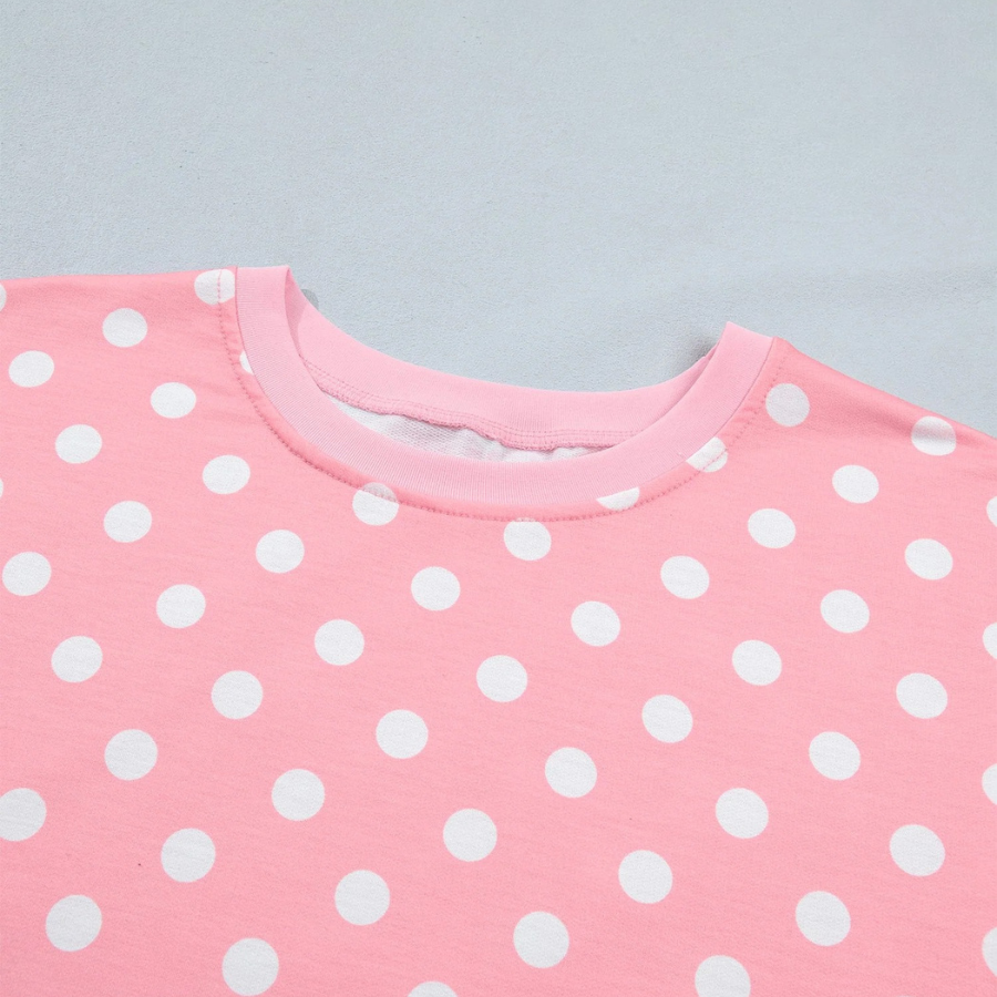 Polka Dot Oversized Top & Drawstring Shorts Set