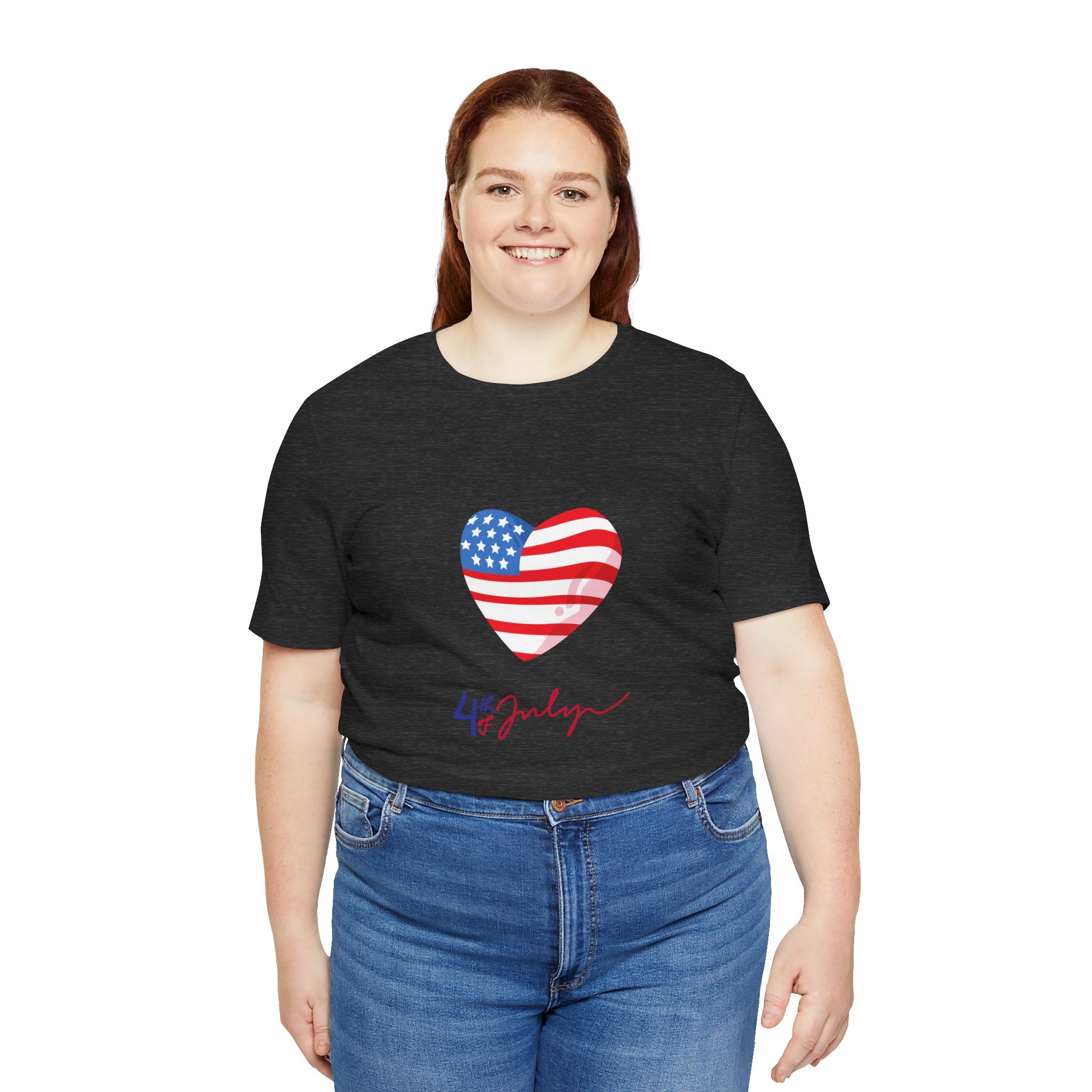 4th of July Heart Flag Tee — American Flag Heart Graphic T-Shirt