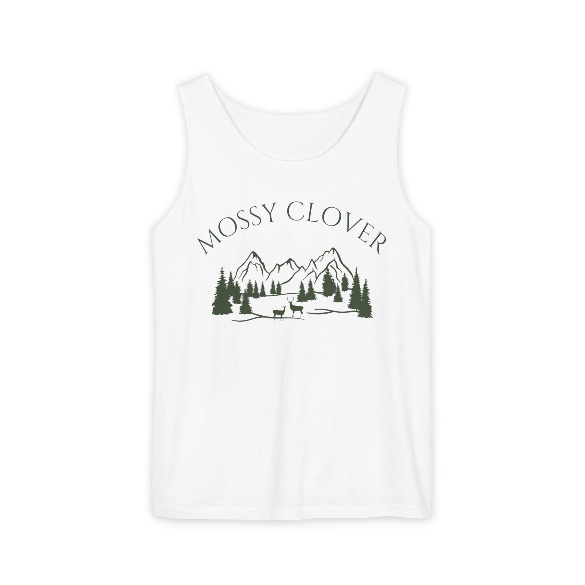 Mossy Clover Mountain Tank Top — Outdoor Nature Graphic Tank