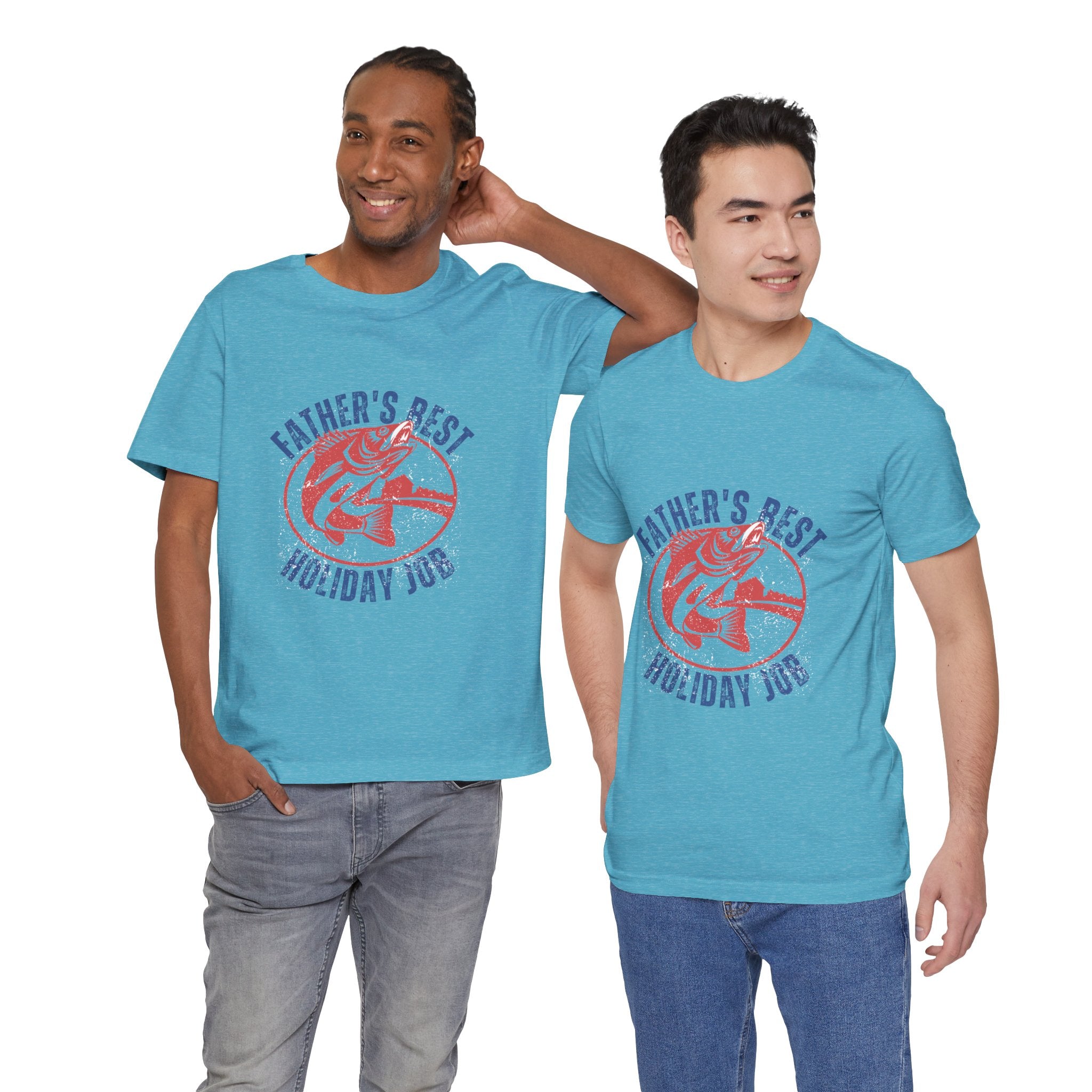Father's Best Holiday Job T-Shirt — Vintage Fishing Dad Christmas Tee