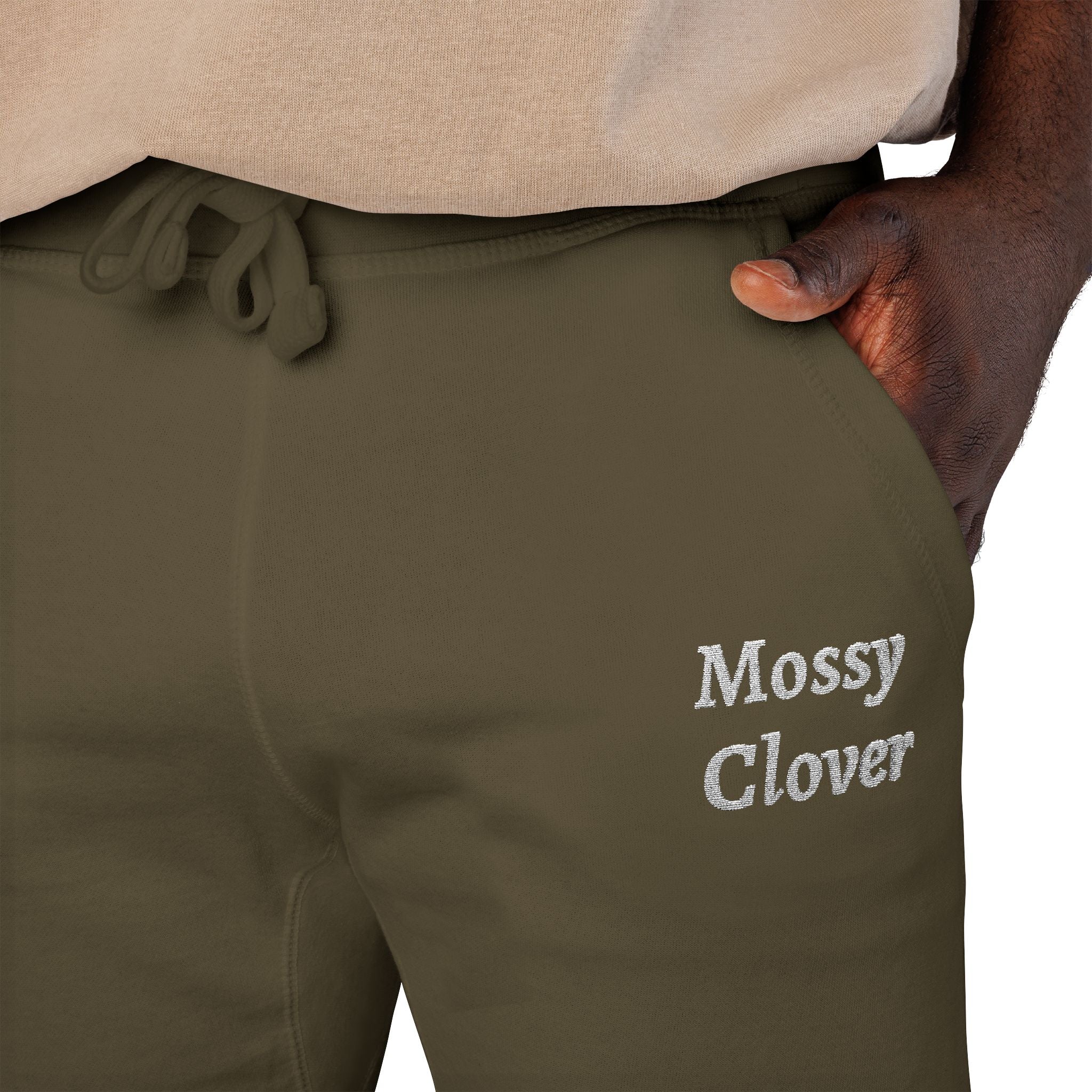 Embroidered 'Mossy Clover'  Fleece Sweatpants —Joggers