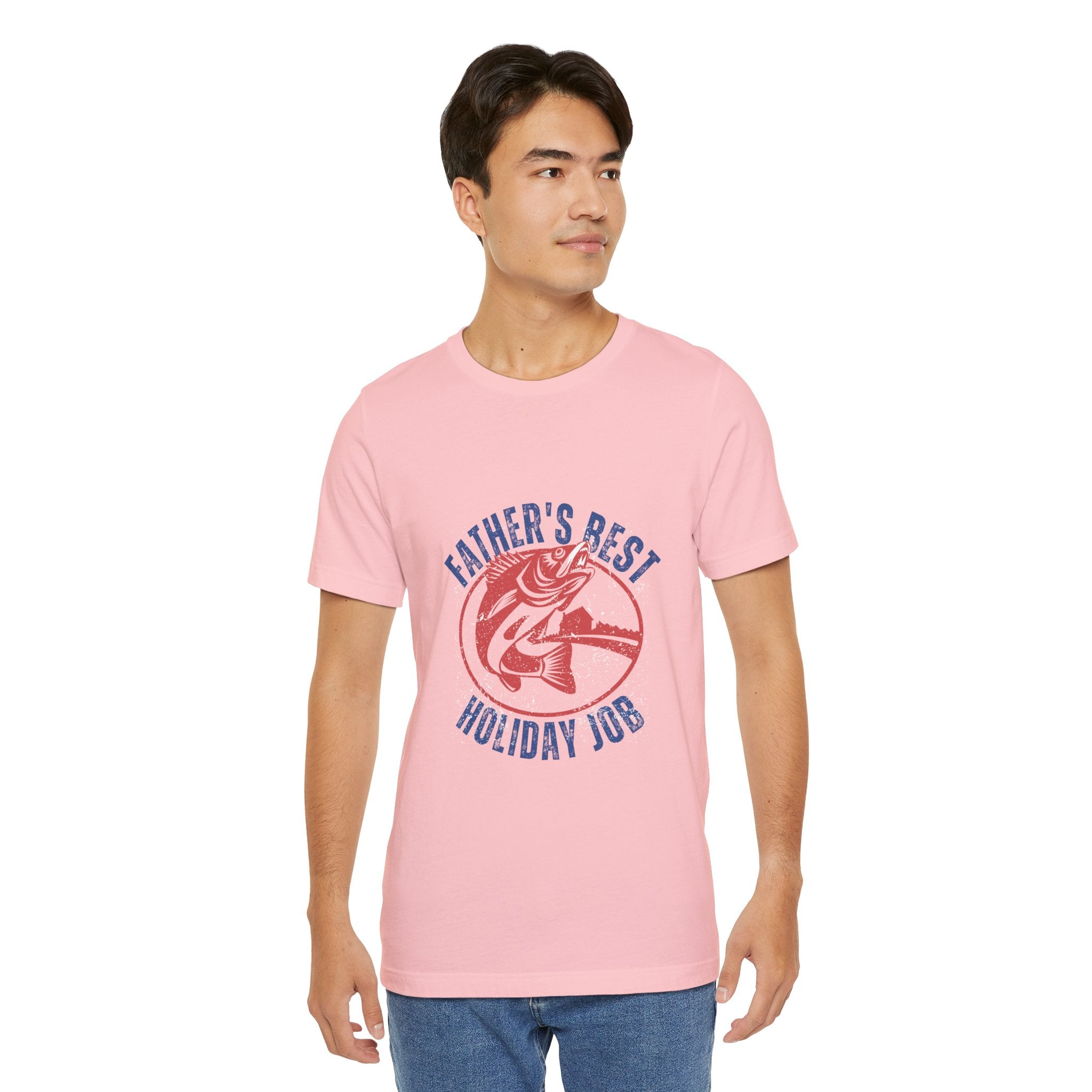 Father's Best Holiday Job T-Shirt — Vintage Fishing Dad Christmas Tee