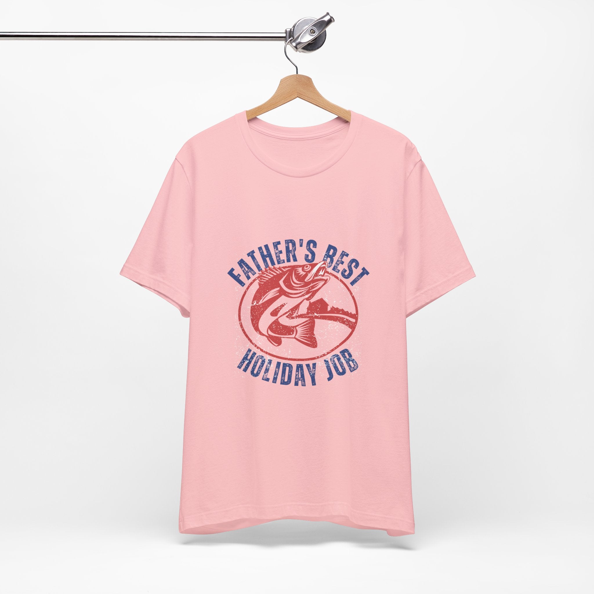Father's Best Holiday Job T-Shirt — Vintage Fishing Dad Christmas Tee