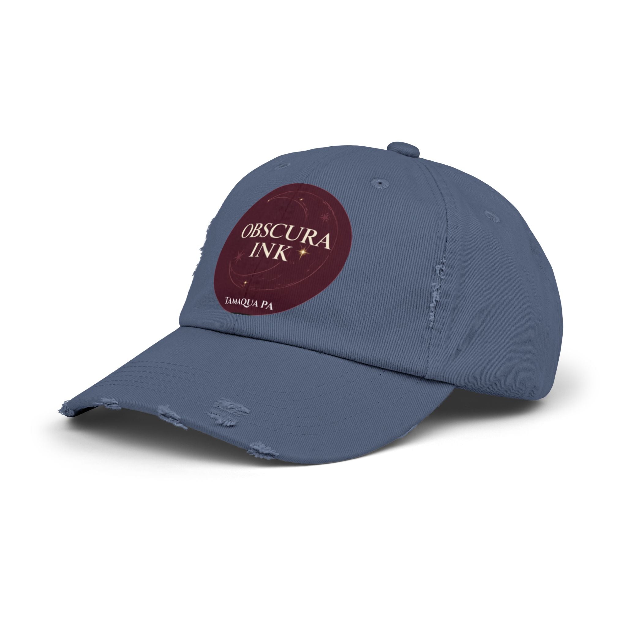 Moon Logo — Obscura Ink Distressed Baseball Cap