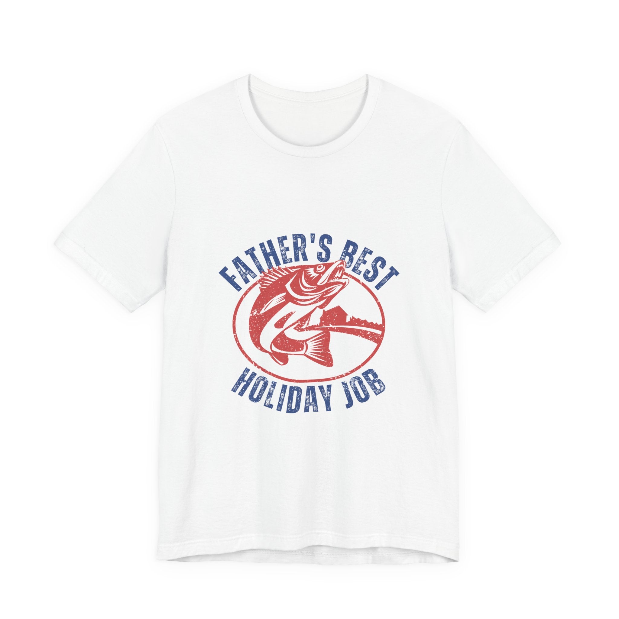 Father's Best Holiday Job T-Shirt — Vintage Fishing Dad Christmas Tee
