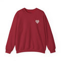 White Crewneck Sweatshirt with Small Gray Heart Chest Design