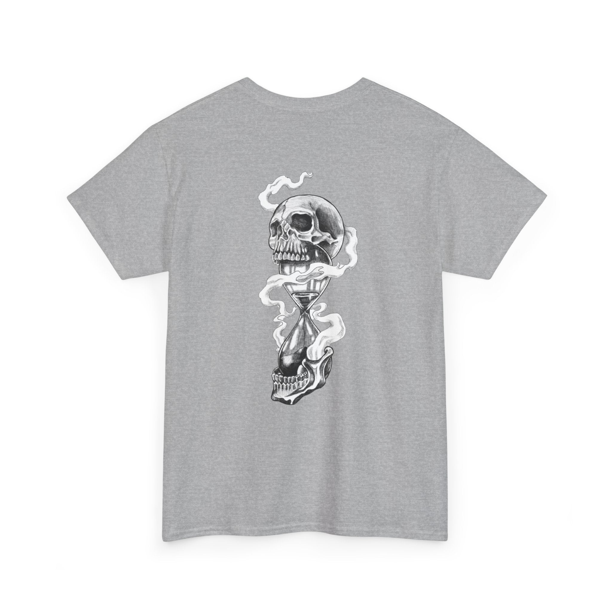 Skull Hourglass Tee — Gothic Skull Backprint Graphic T-Shirt