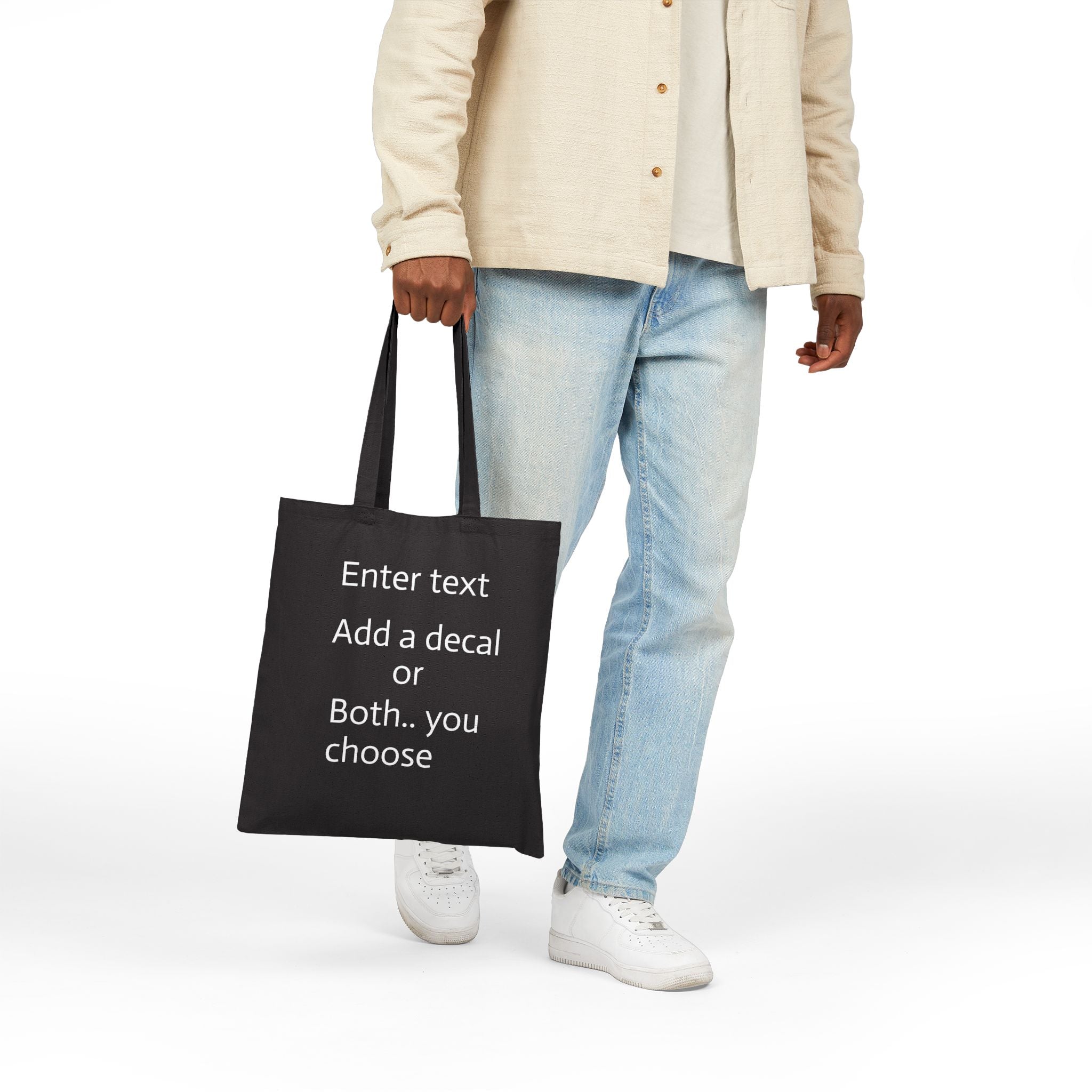 Canvas Tote Bag — Customizable Natural Cotton Tote (Add Text or Decal)