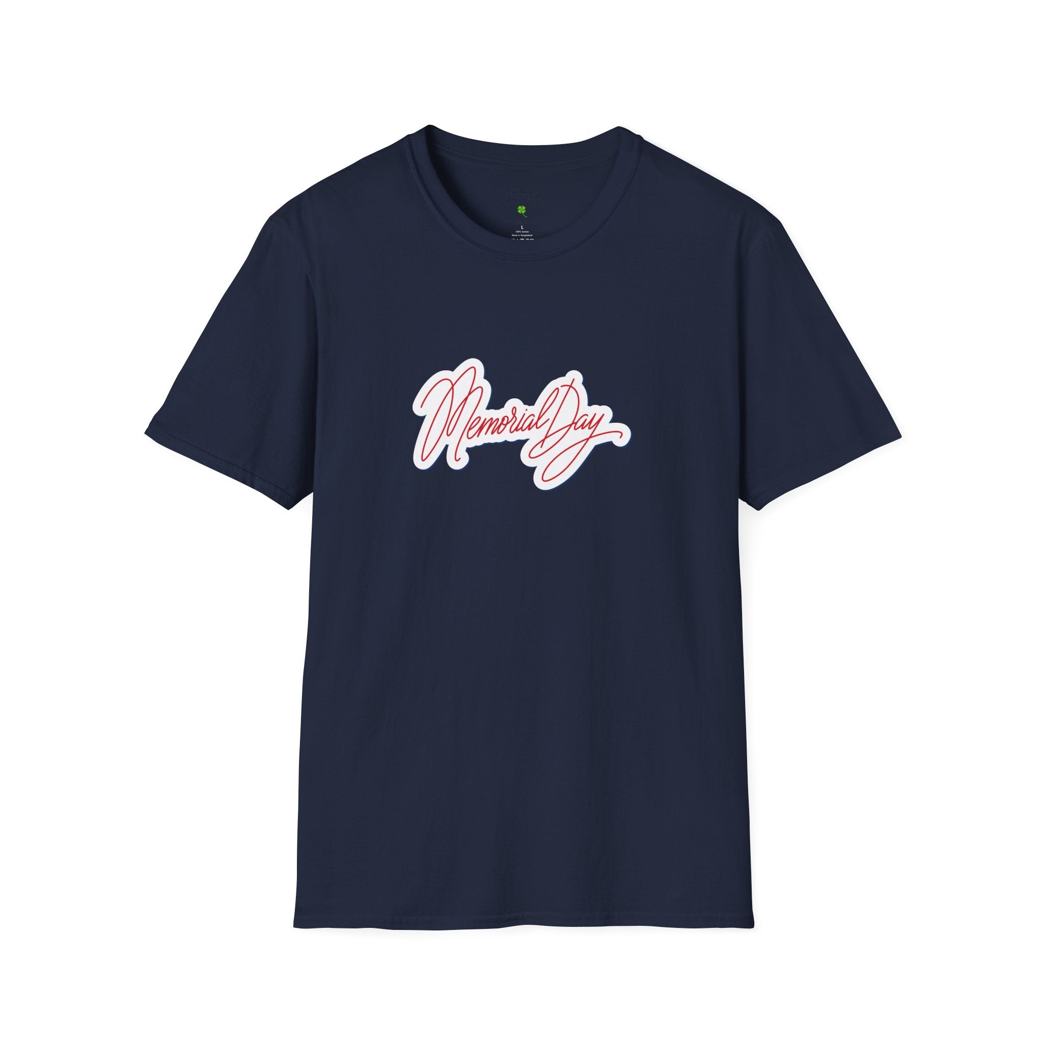Memorial Day T-Shirt – 'Memorial Day' Script Front & American Flag Back