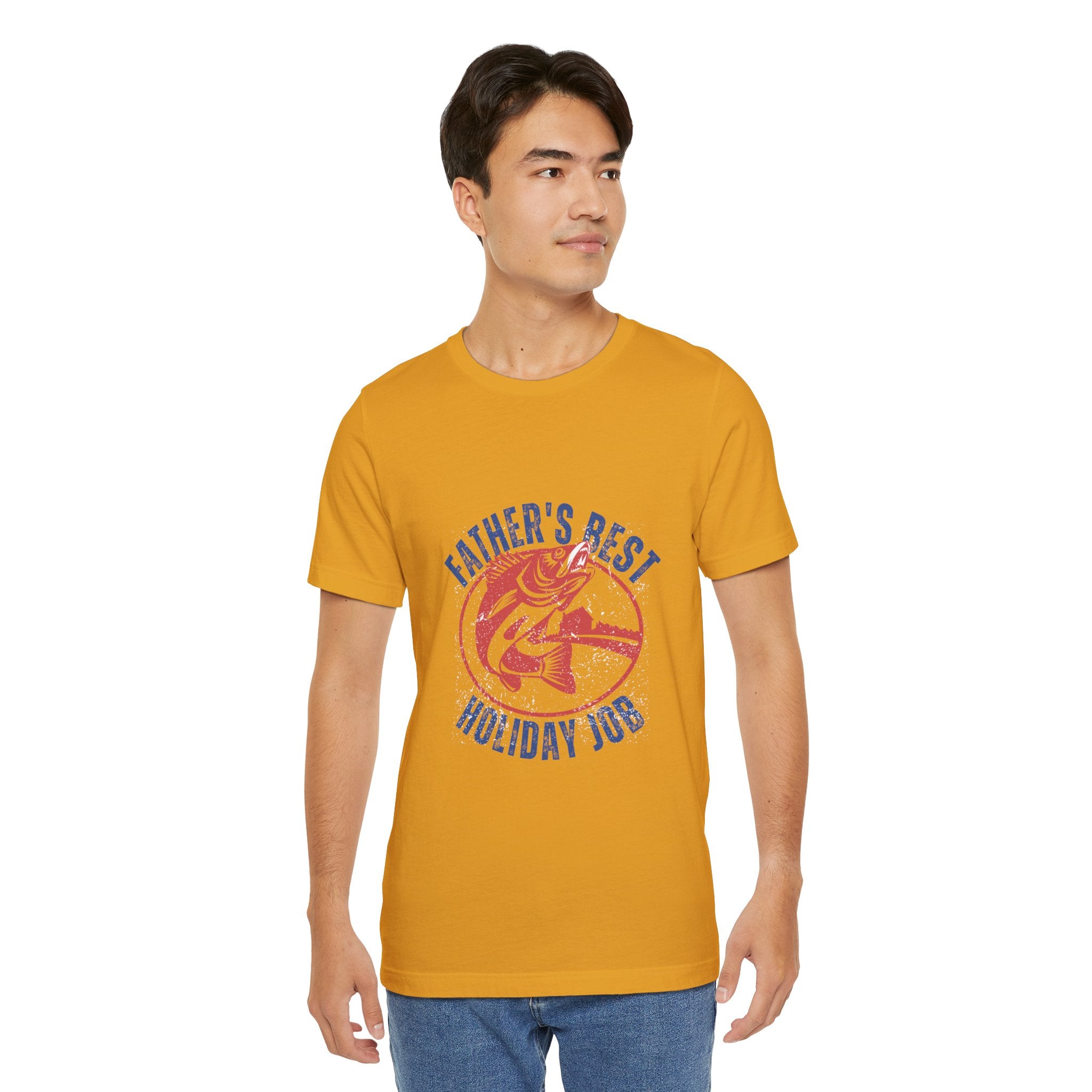 Father's Best Holiday Job T-Shirt — Vintage Fishing Dad Christmas Tee