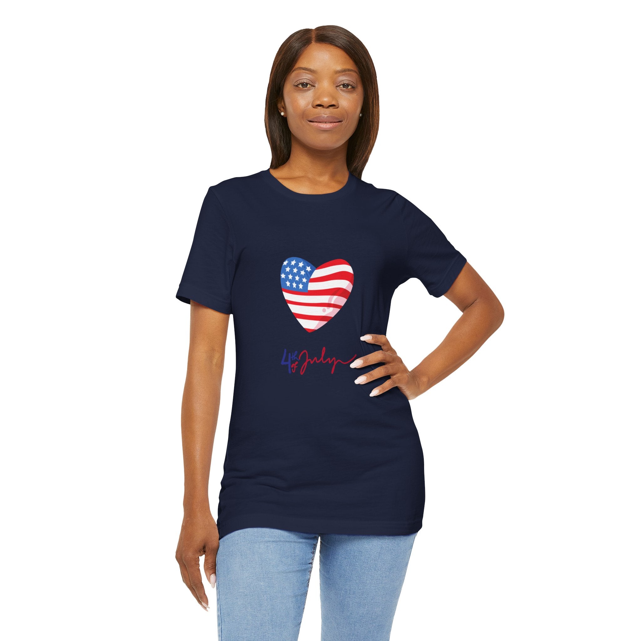 4th of July Heart Flag Tee — American Flag Heart Graphic T-Shirt
