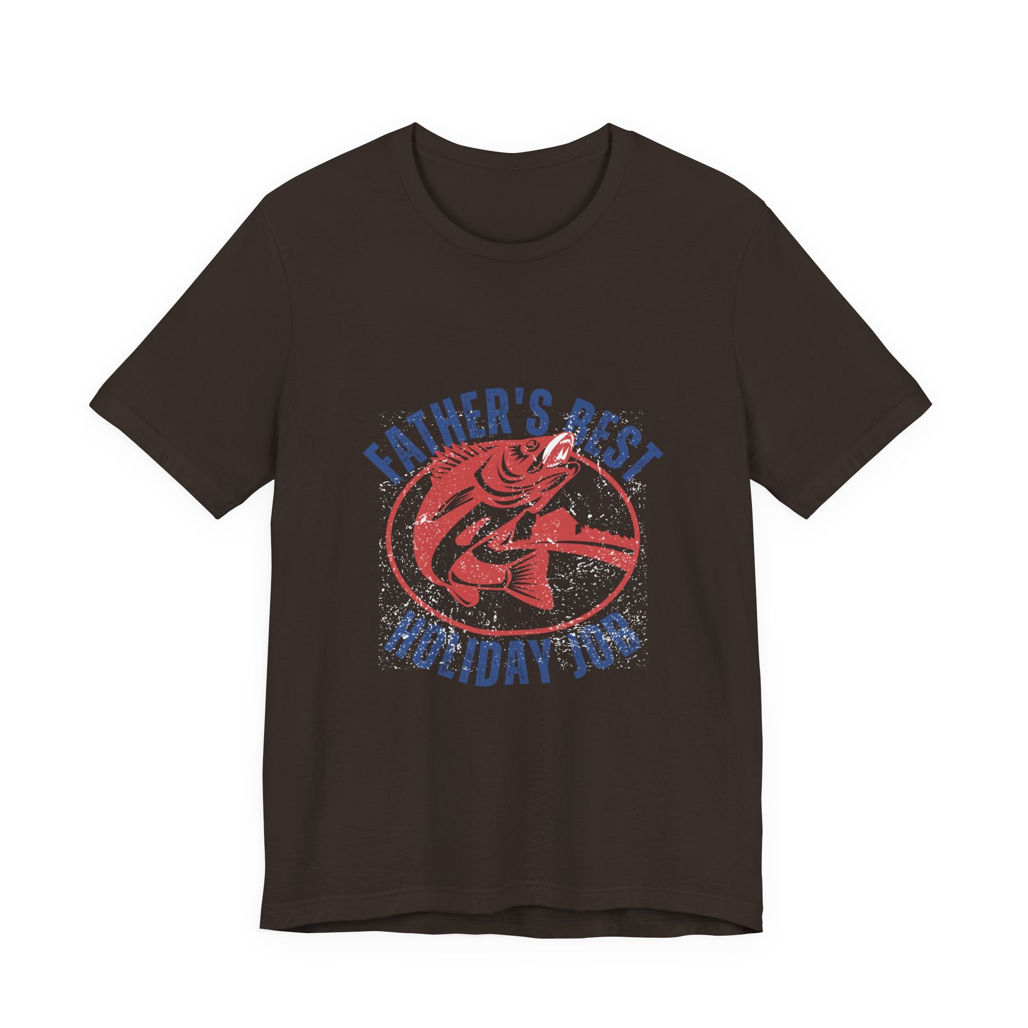 Father's Best Holiday Job T-Shirt — Vintage Fishing Dad Christmas Tee