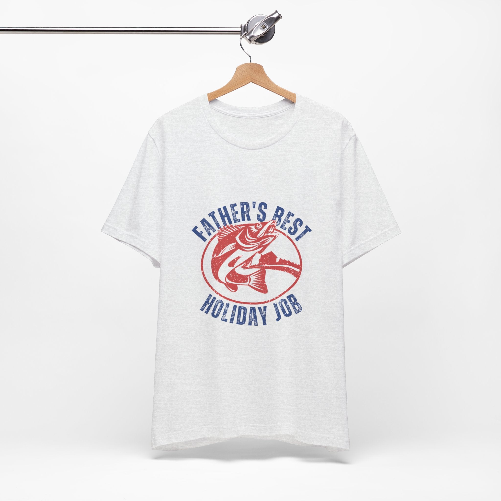 Father's Best Holiday Job T-Shirt — Vintage Fishing Dad Christmas Tee