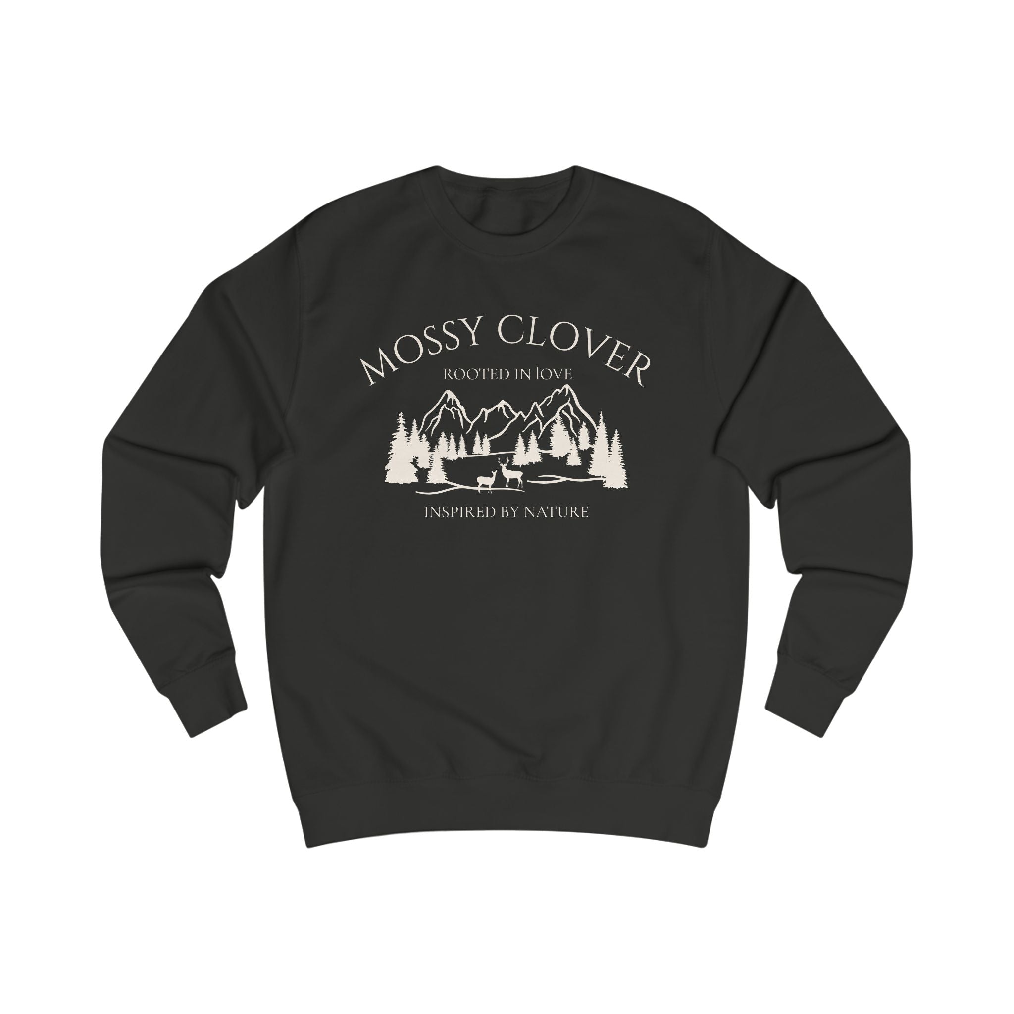 Mossy Clover Mountain Crewneck Sweatshirt — 'Mossy Clover' Nature Graphic