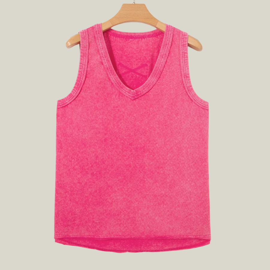 Mineral Wash V-Neck Tank Top