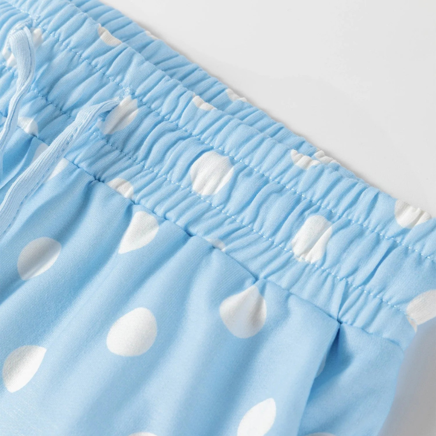 Polka Dot Oversized Top & Drawstring Shorts Set