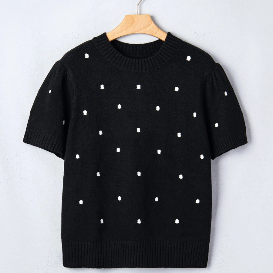 Polka Dot Bubble Short Sleeve Sweater