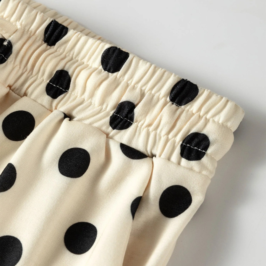 Polka Dot Oversized Top & Drawstring Shorts Set