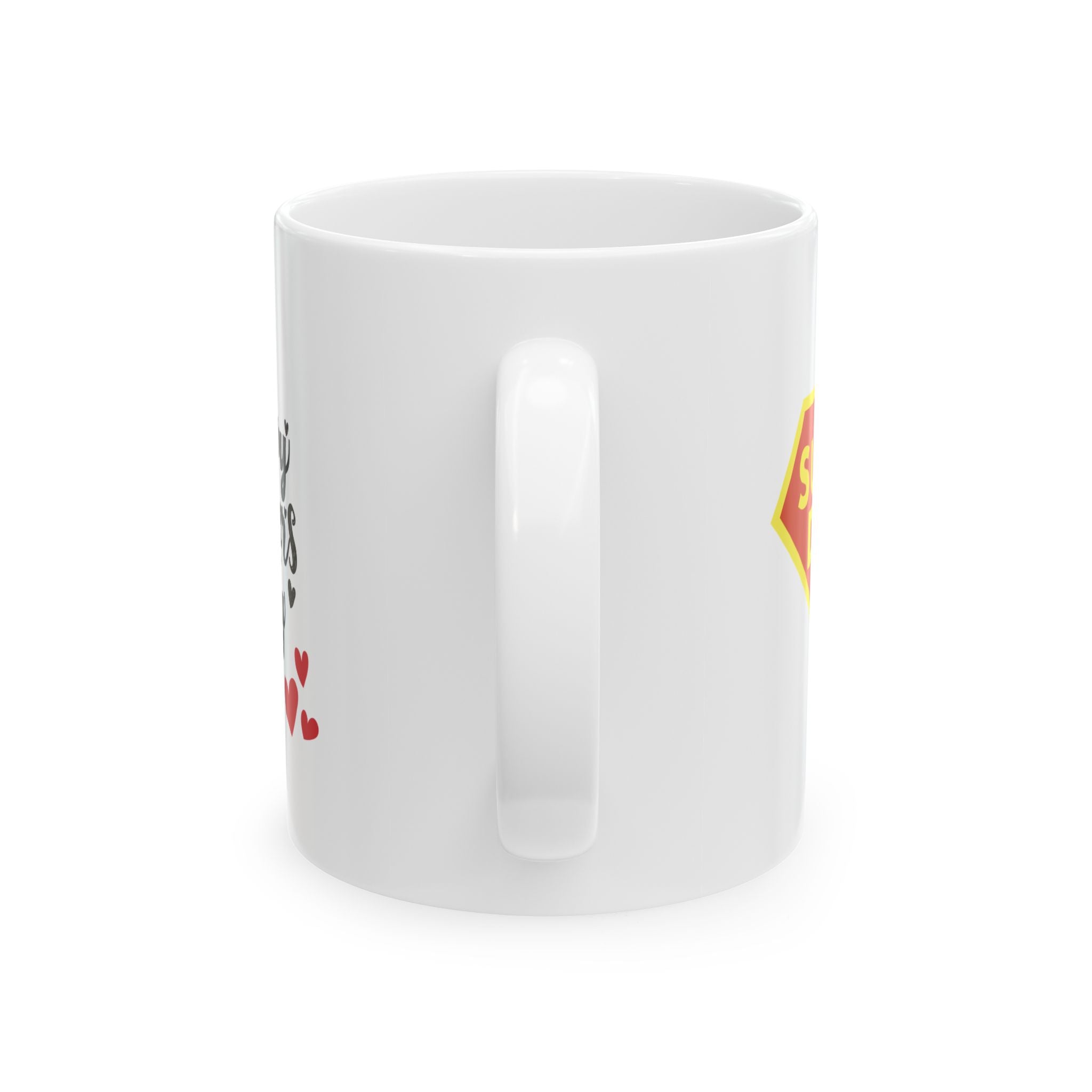 Ceramic Mug — "Super Dad" Coffee Cup with Heart Accents (11oz, 15oz)
