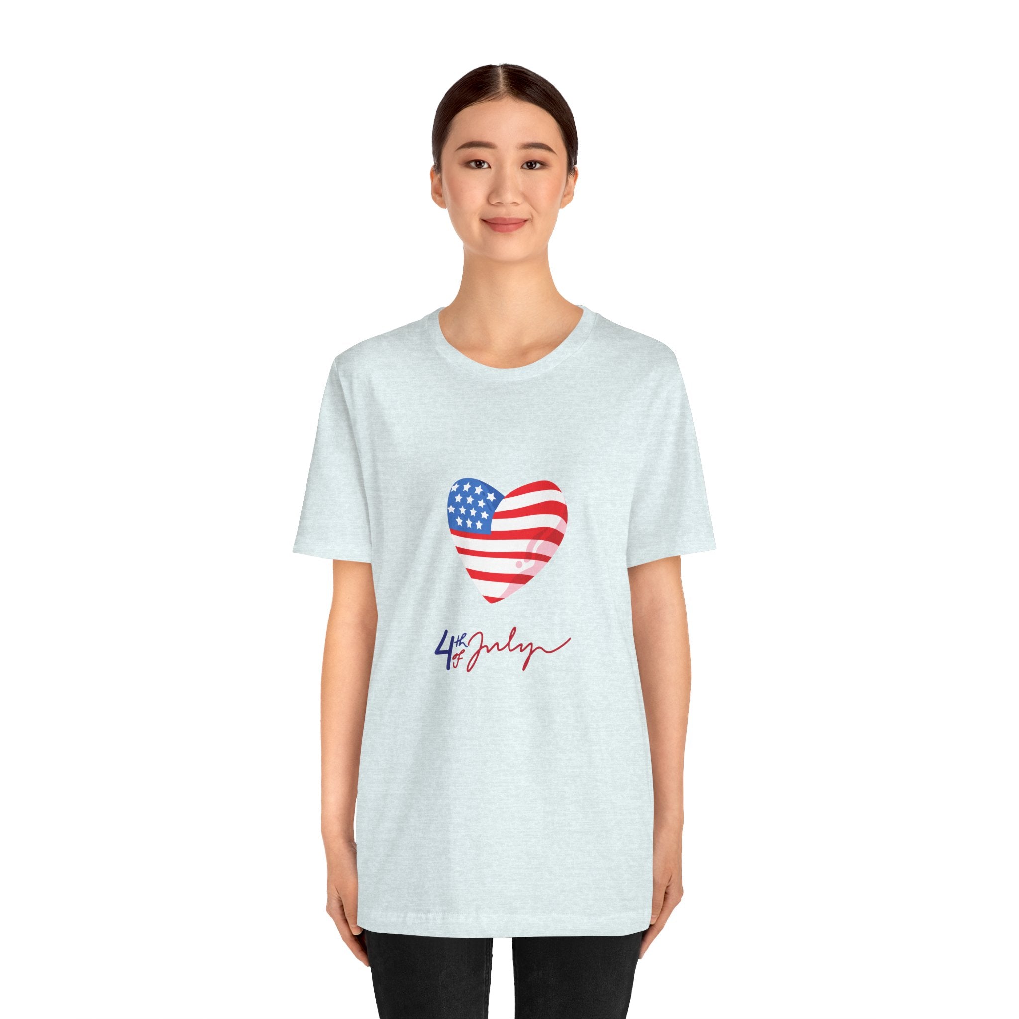 4th of July Heart Flag Tee — American Flag Heart Graphic T-Shirt
