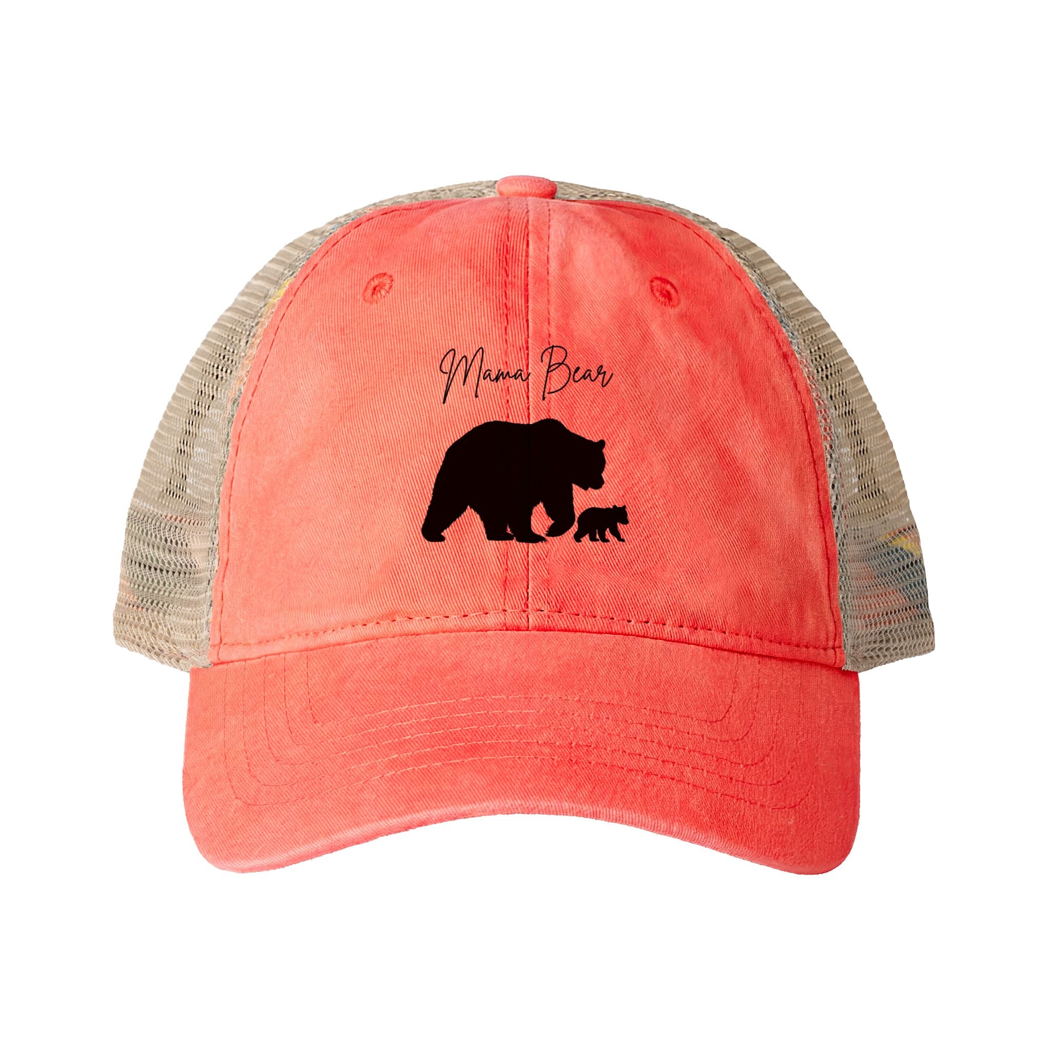 Women's Washed Mesh-Back Cap - Mama Bear