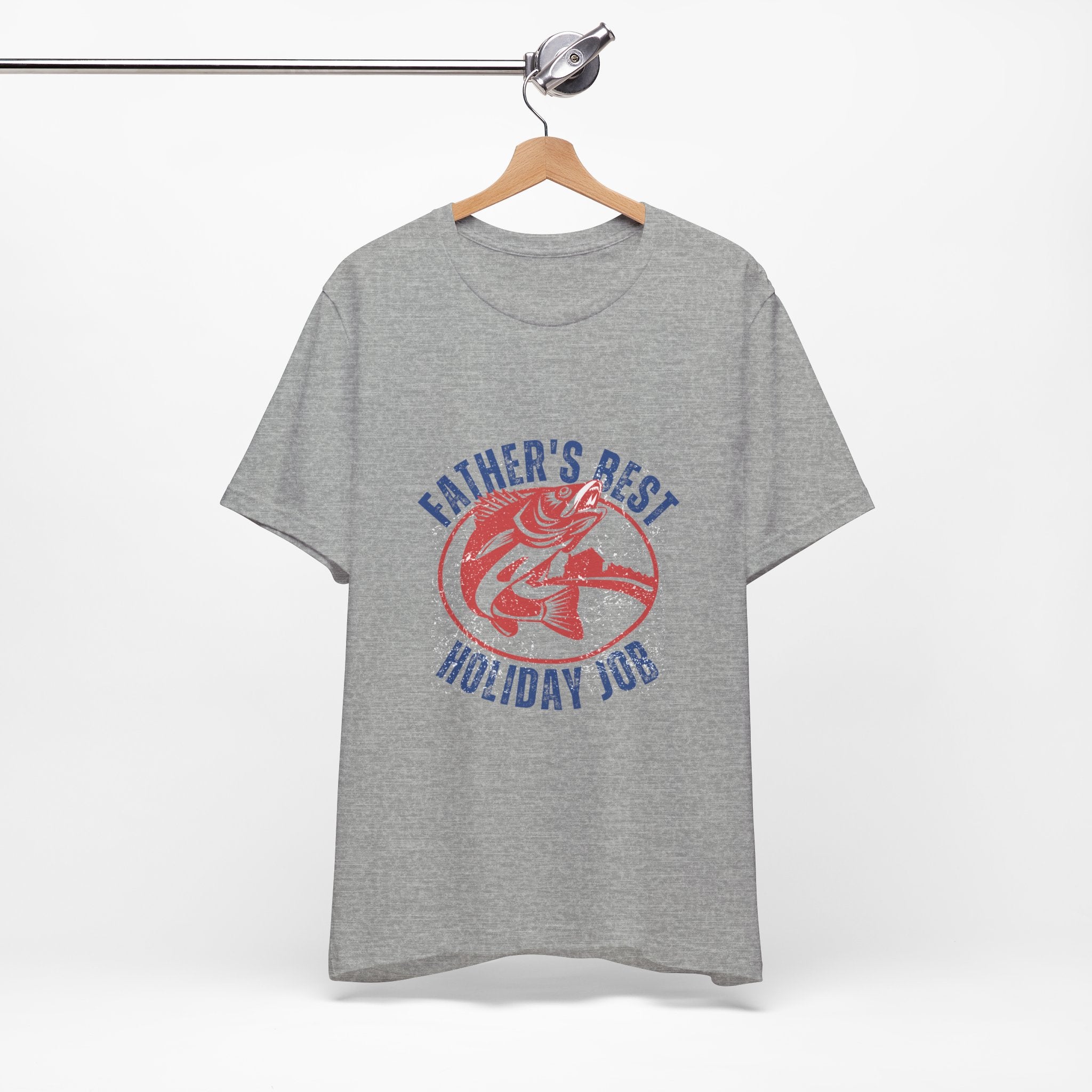 Father's Best Holiday Job T-Shirt — Vintage Fishing Dad Christmas Tee