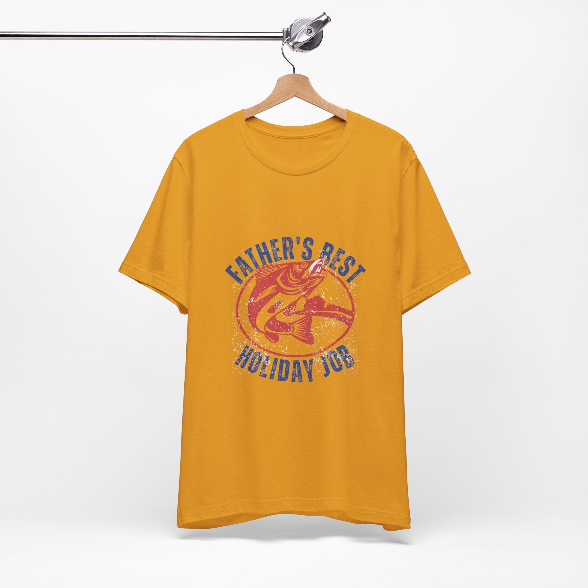 Father's Best Holiday Job T-Shirt — Vintage Fishing Dad Christmas Tee