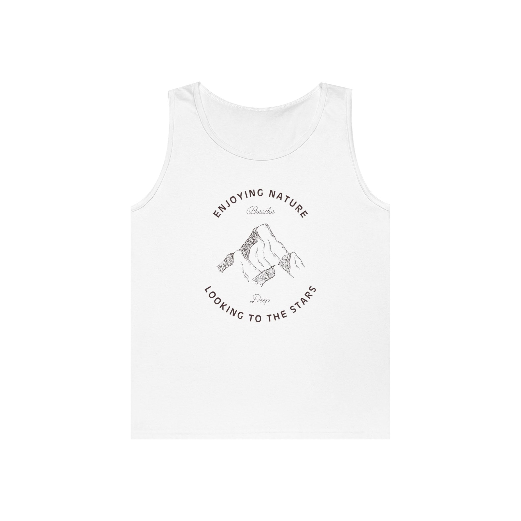 Nature Mountain Tank Top — "Enjoying Nature, Looking to the Stars" Minimalist Outdoor Tee