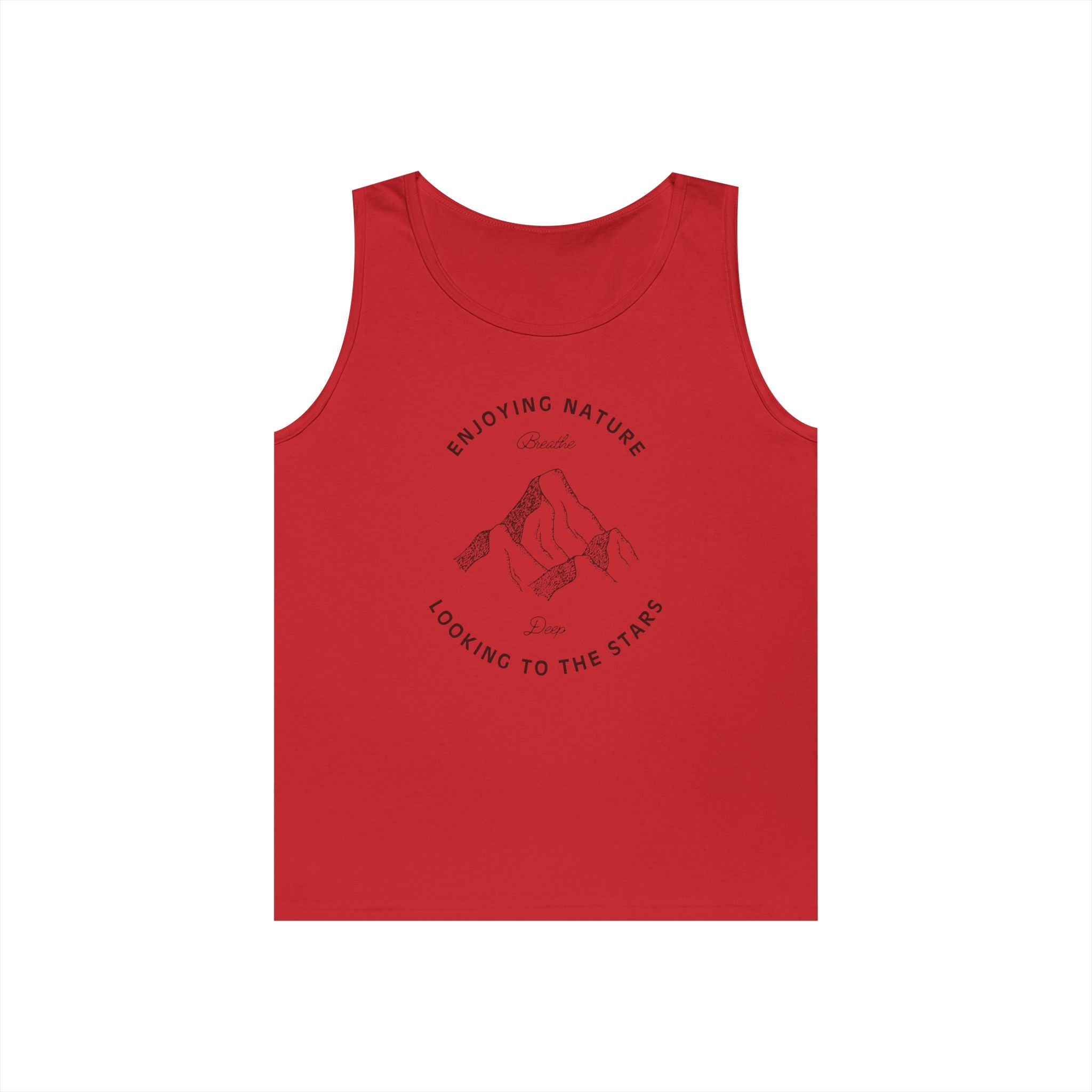 Nature Mountain Tank Top — "Enjoying Nature, Looking to the Stars" Minimalist Outdoor Tee