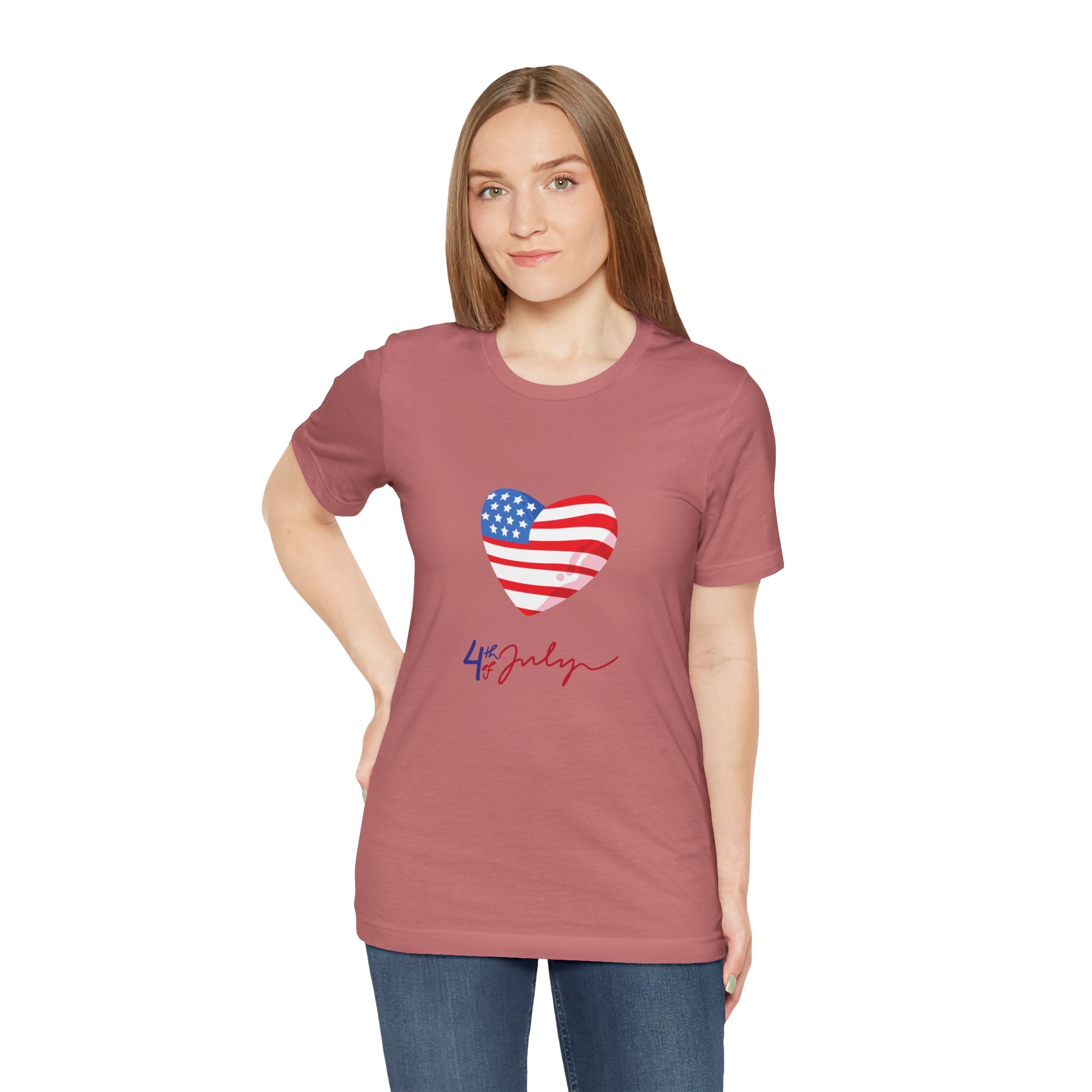 4th of July Heart Flag Tee — American Flag Heart Graphic T-Shirt