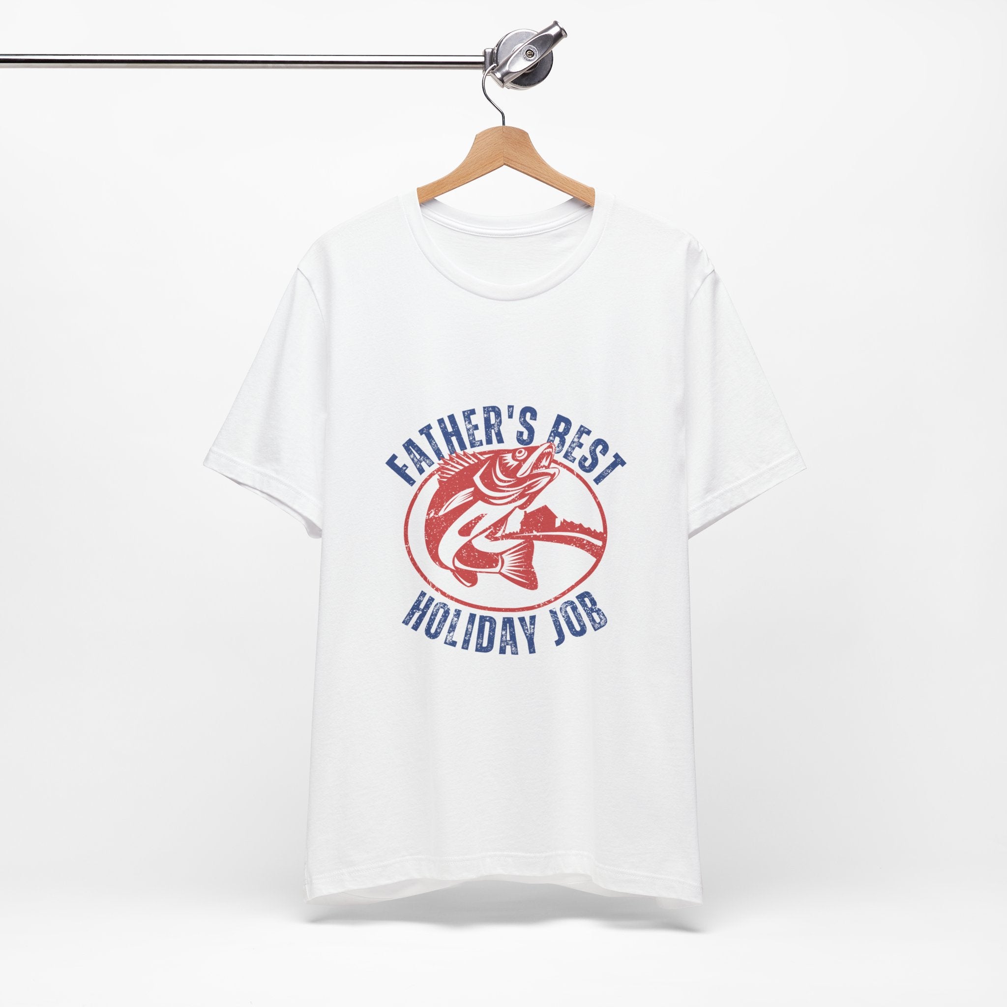 Father's Best Holiday Job T-Shirt — Vintage Fishing Dad Christmas Tee