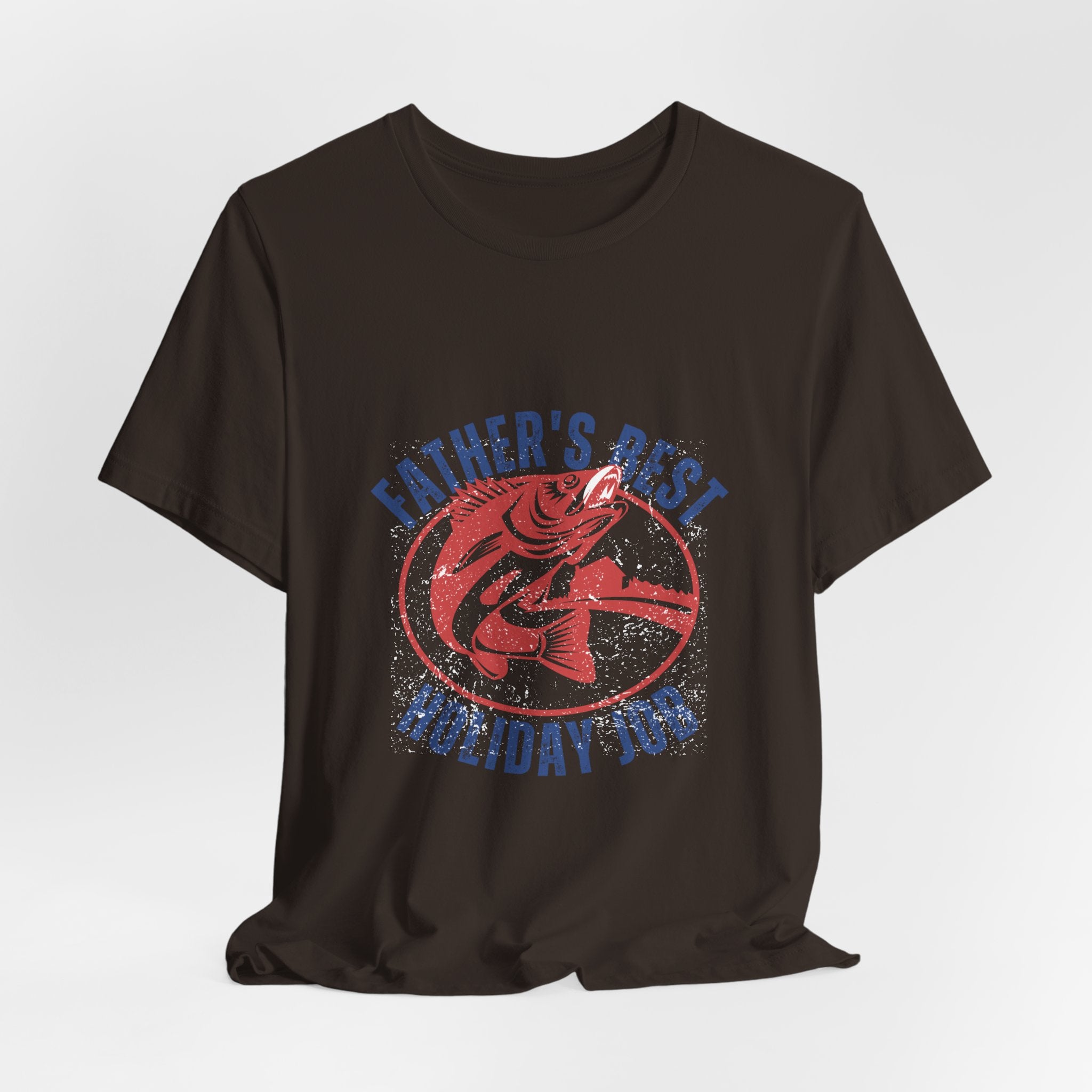 Father's Best Holiday Job T-Shirt — Vintage Fishing Dad Christmas Tee