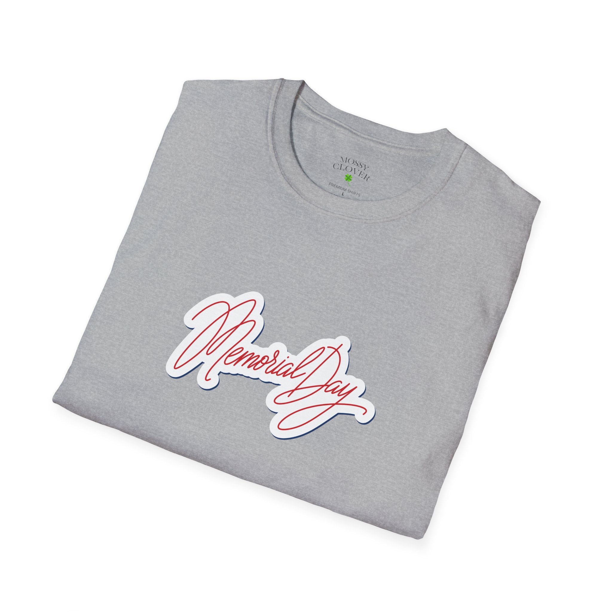 Memorial Day T-Shirt – 'Memorial Day' Script Front & American Flag Back