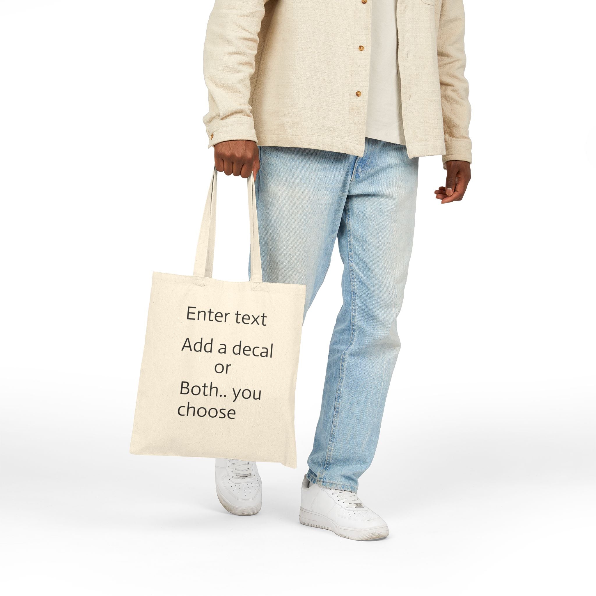 Canvas Tote Bag — Customizable Natural Cotton Tote (Add Text or Decal)