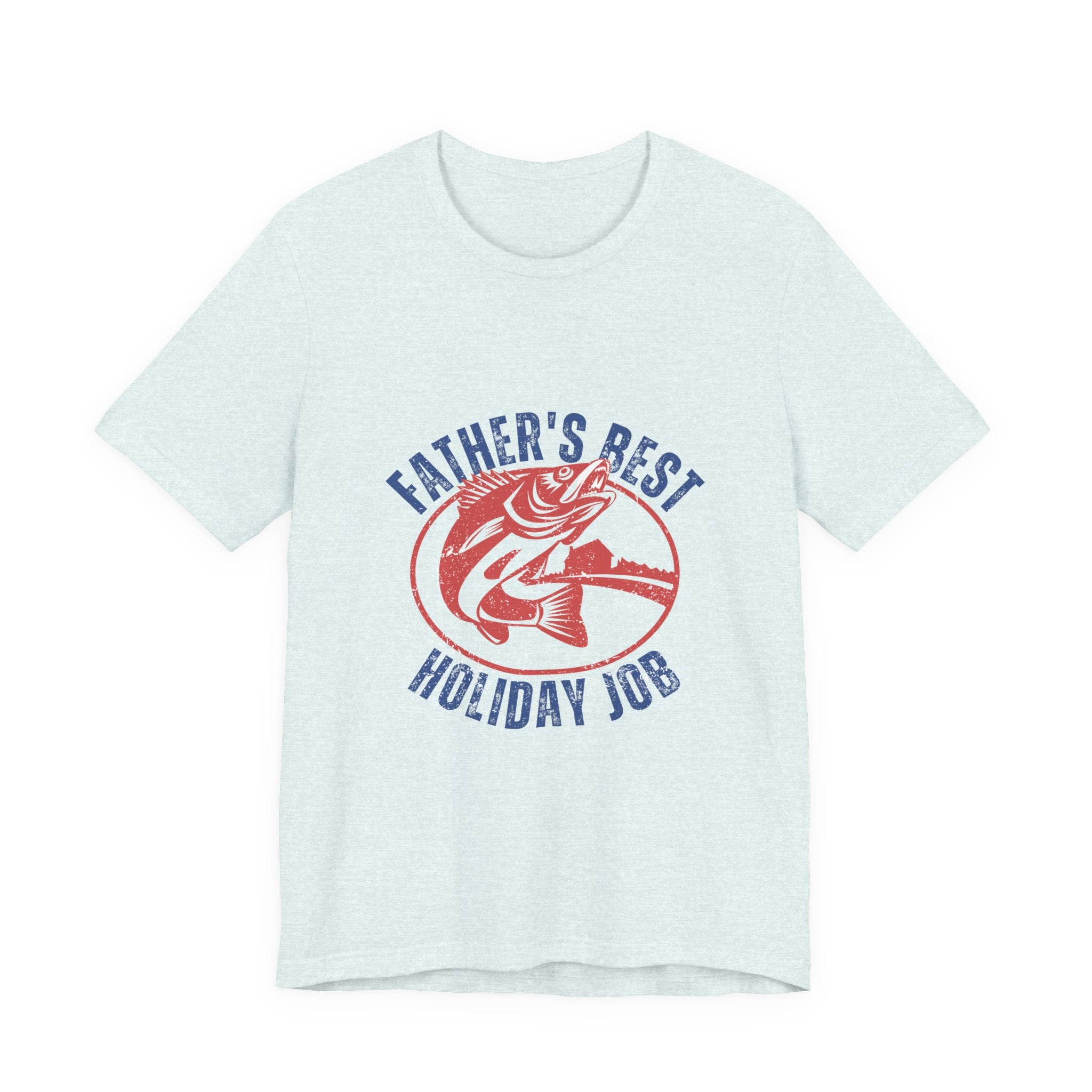 Father's Best Holiday Job T-Shirt — Vintage Fishing Dad Christmas Tee