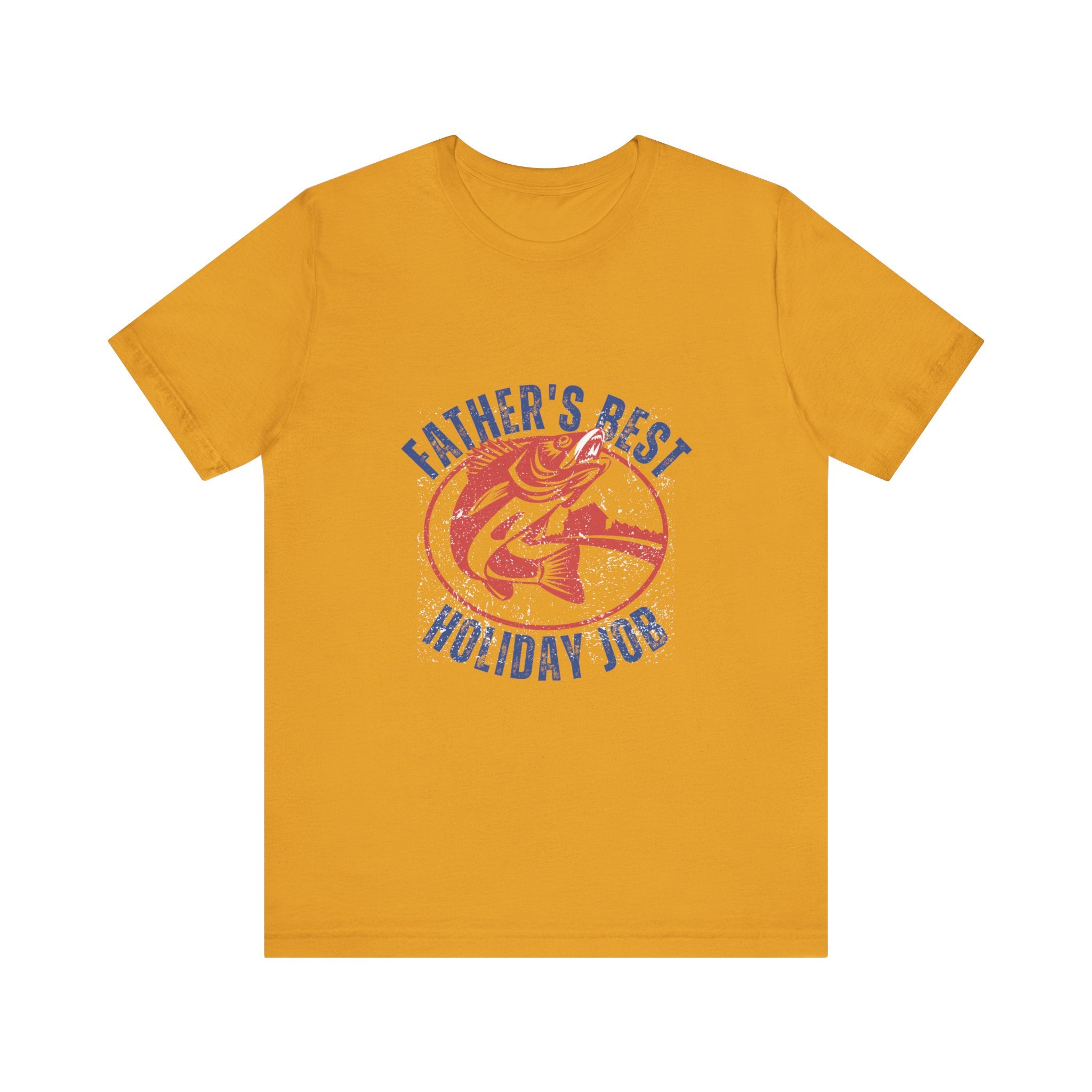 Father's Best Holiday Job T-Shirt — Vintage Fishing Dad Christmas Tee