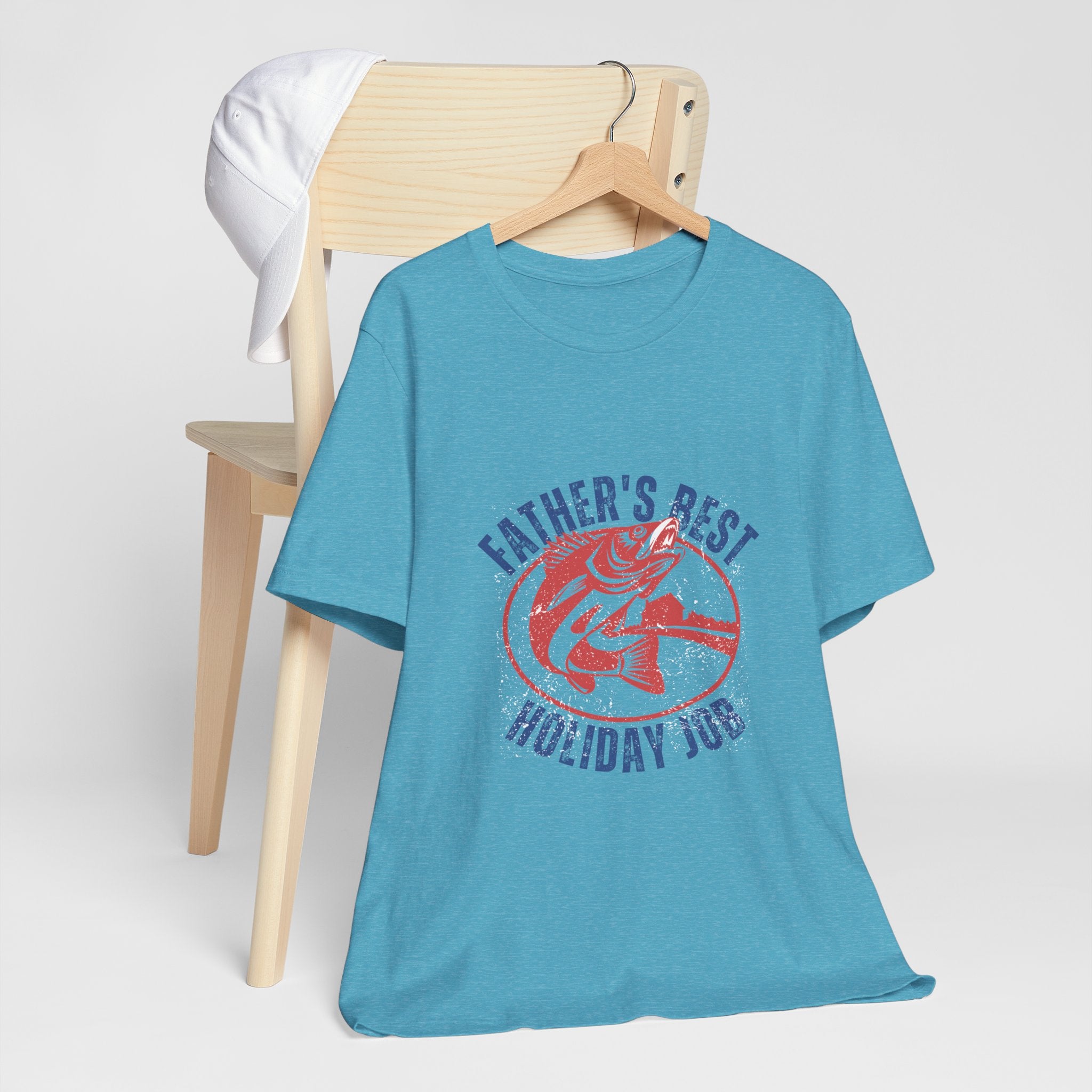 Father's Best Holiday Job T-Shirt — Vintage Fishing Dad Christmas Tee