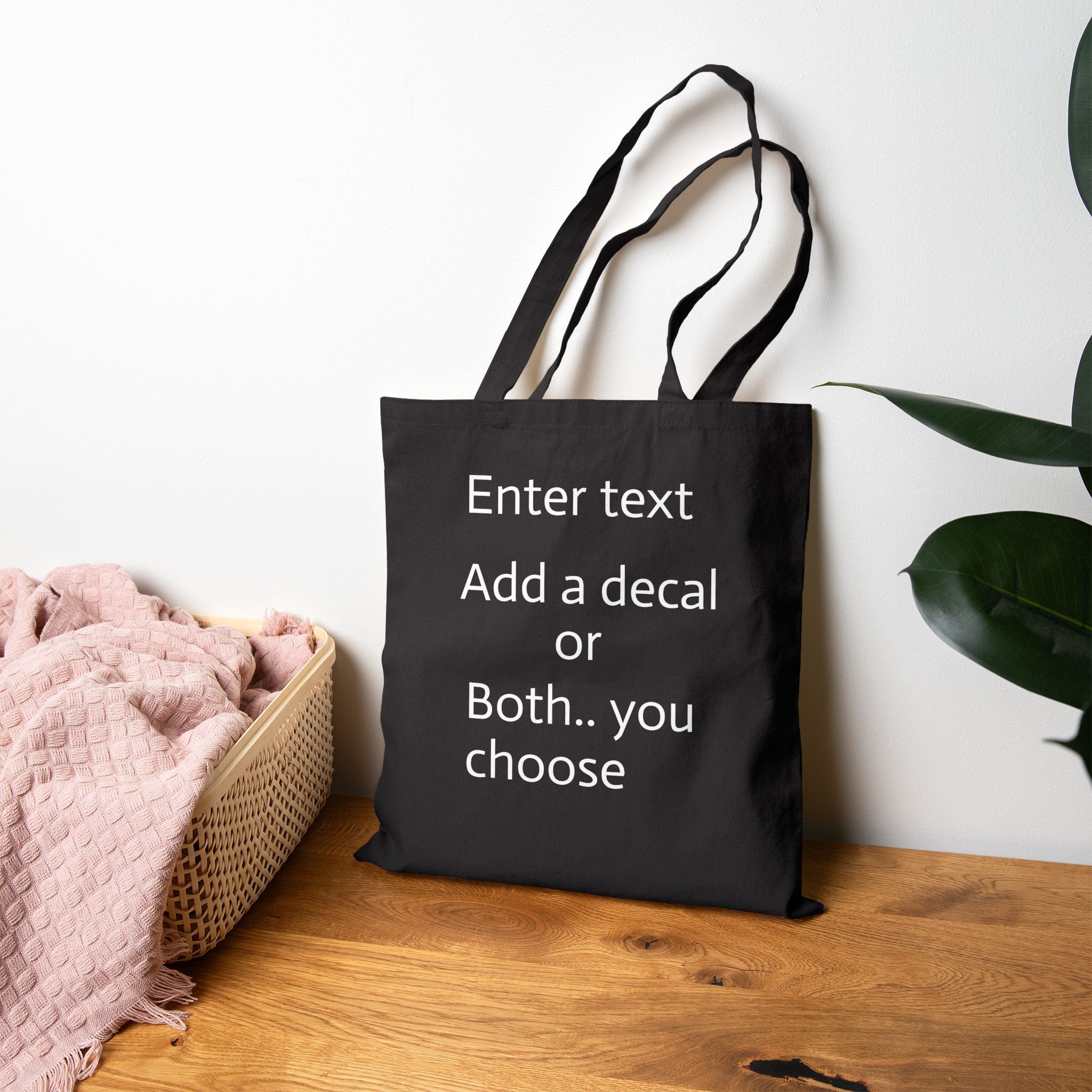 Canvas Tote Bag — Customizable Natural Cotton Tote (Add Text or Decal)