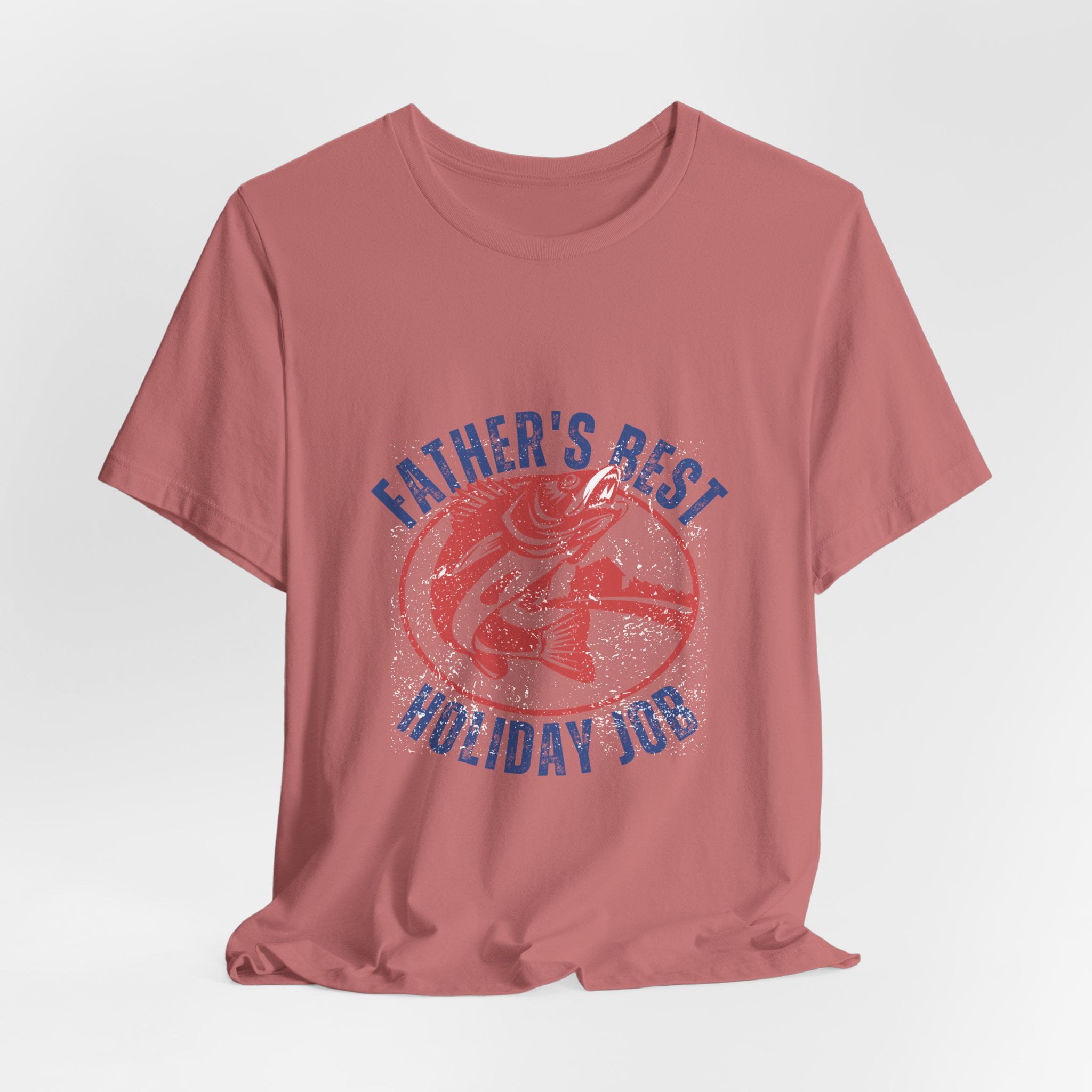 Father's Best Holiday Job T-Shirt — Vintage Fishing Dad Christmas Tee