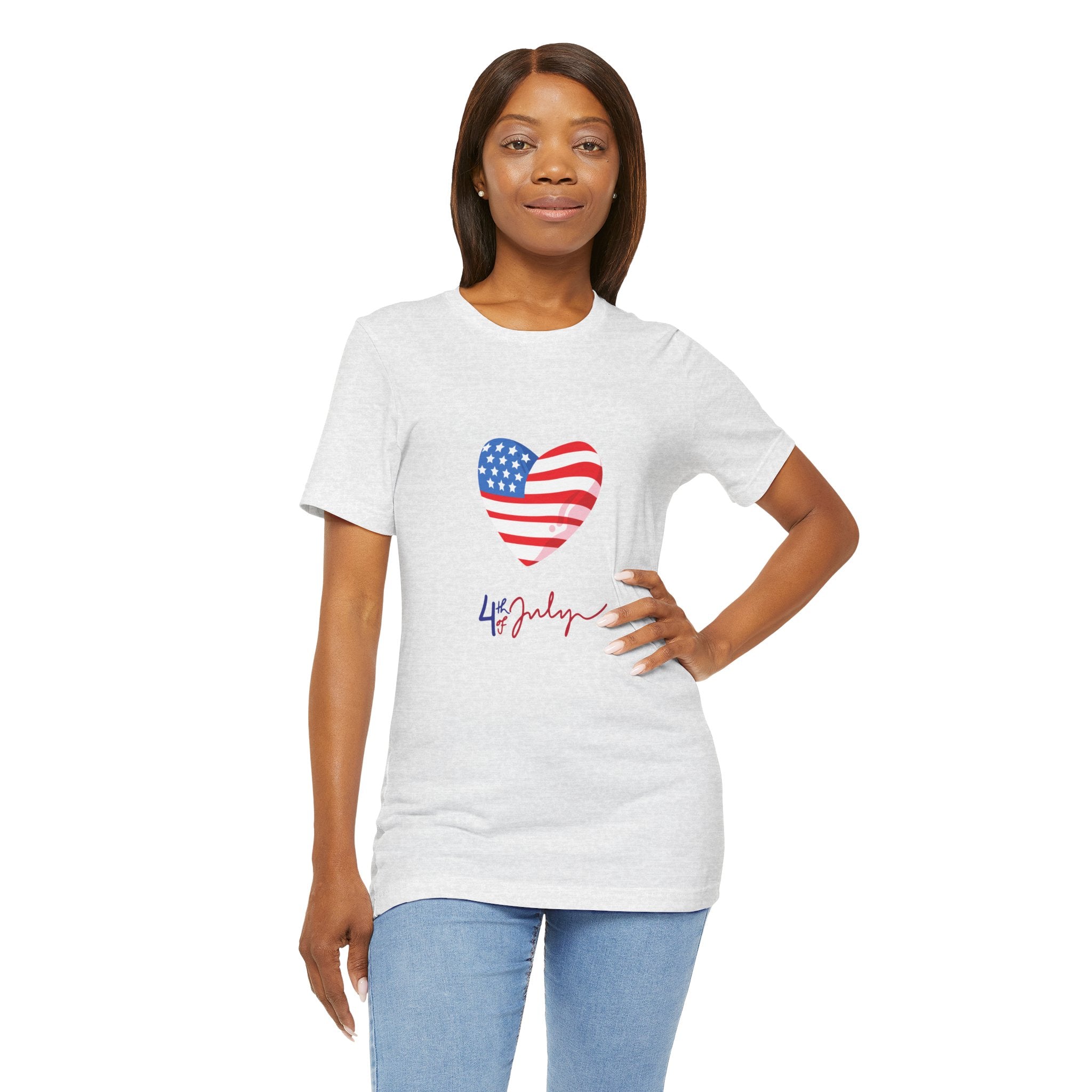 4th of July Heart Flag Tee — American Flag Heart Graphic T-Shirt