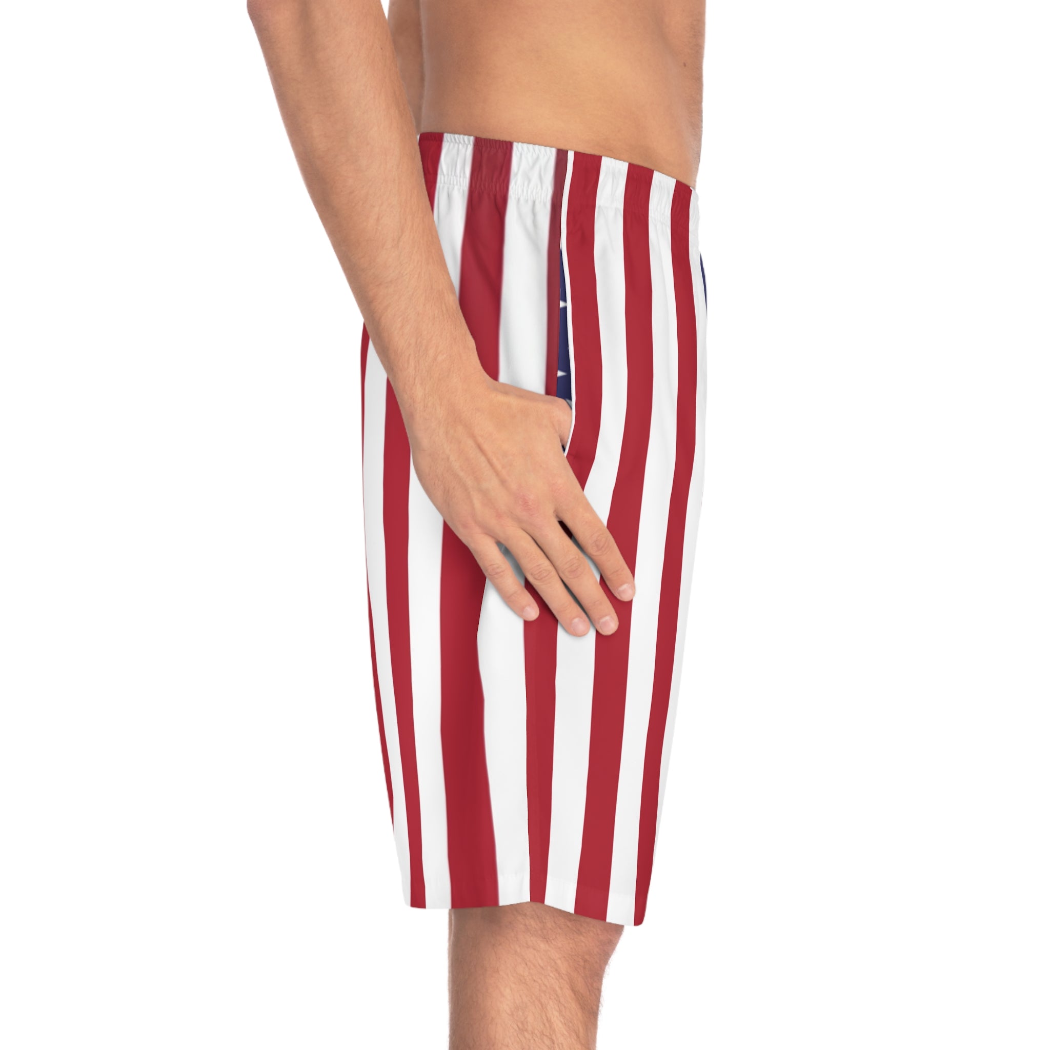 American Flag USA Board Shorts – Patriotic Stars & Stripes Swim Trunks