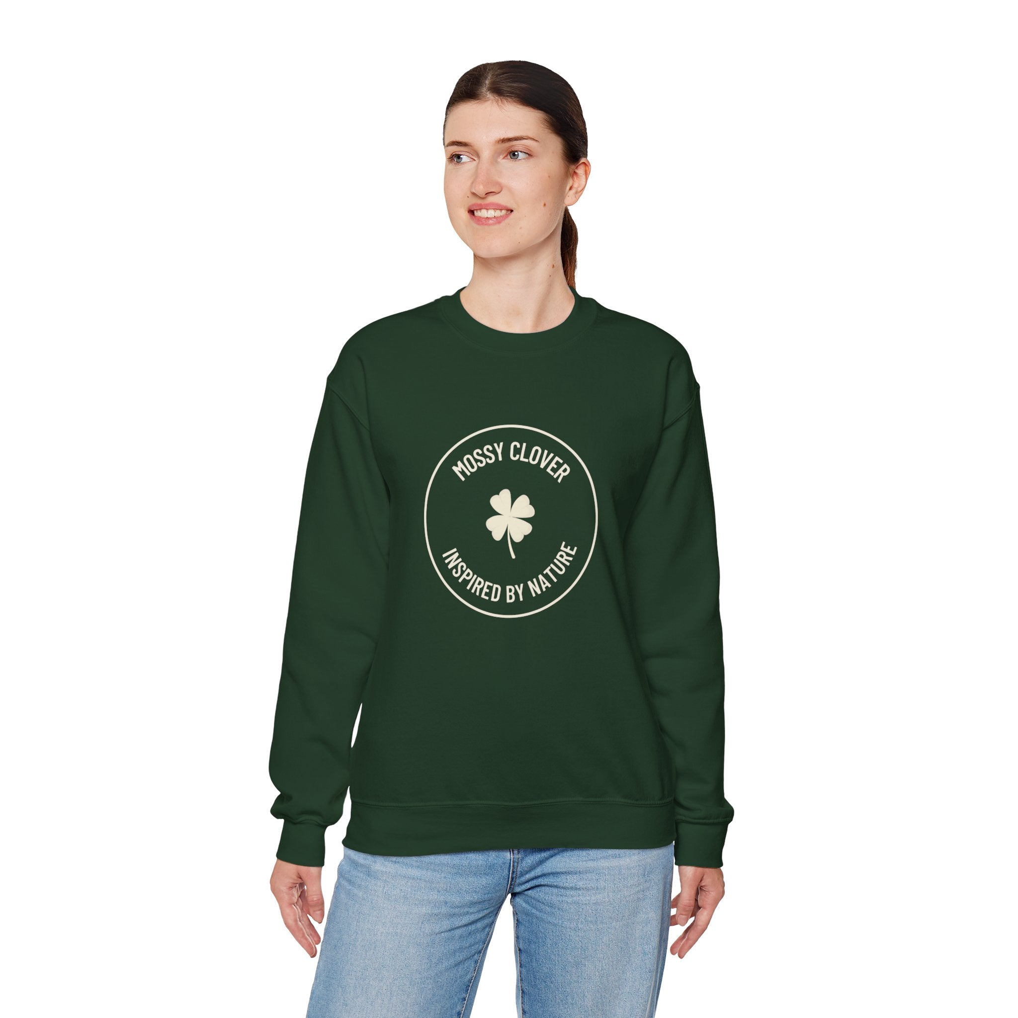Mossy Clover Crewneck Sweatshirt - "Mossy Clover: Inspired by Nature"  Eco Nature Pullover