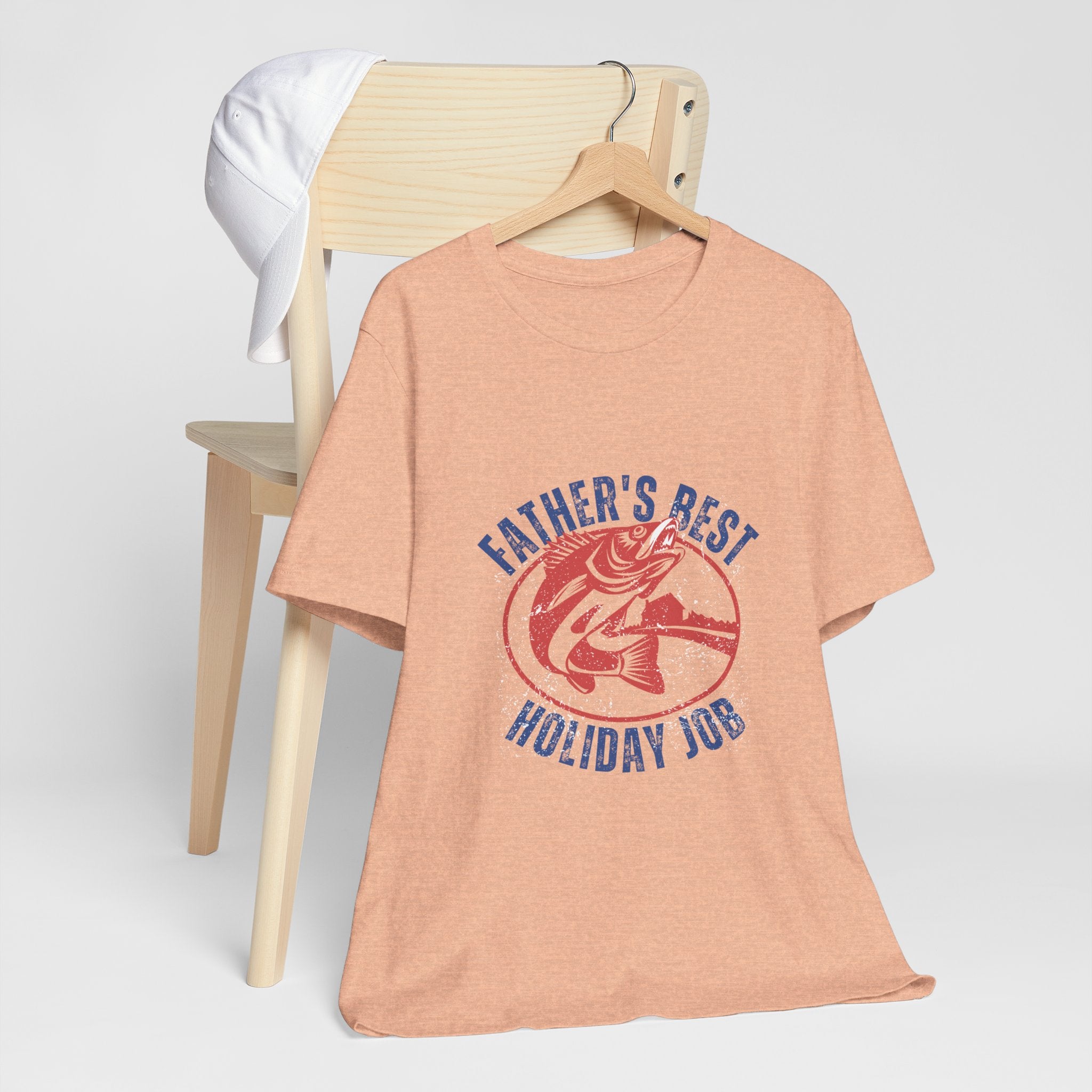 Father's Best Holiday Job T-Shirt — Vintage Fishing Dad Christmas Tee