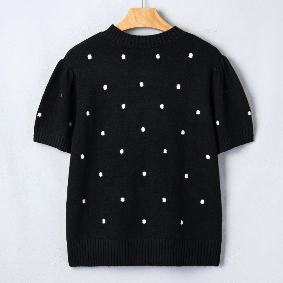 Polka Dot Bubble Short Sleeve Sweater
