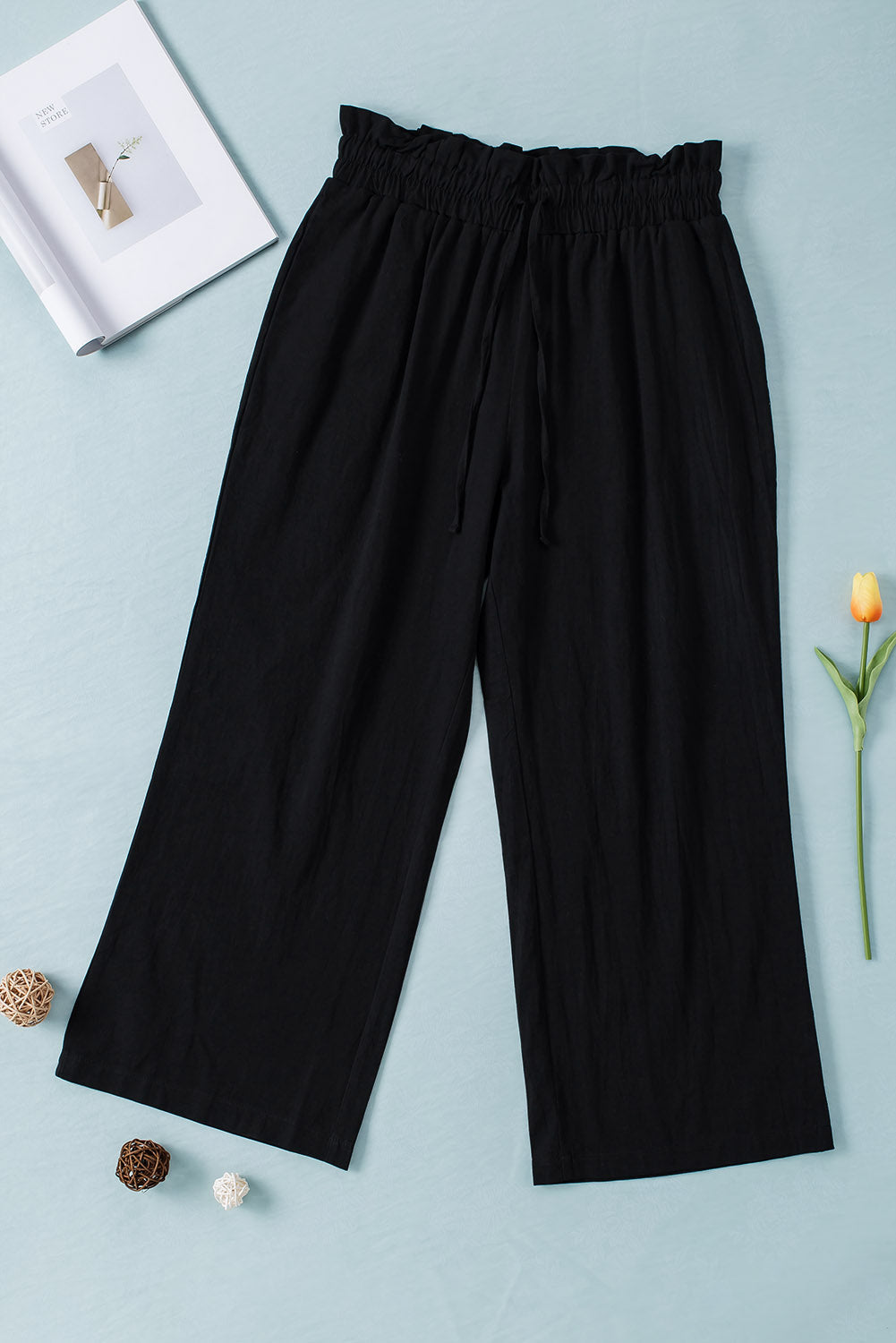Everyday Ease Trousers — Cropped Drawstring Straight-Leg Pants