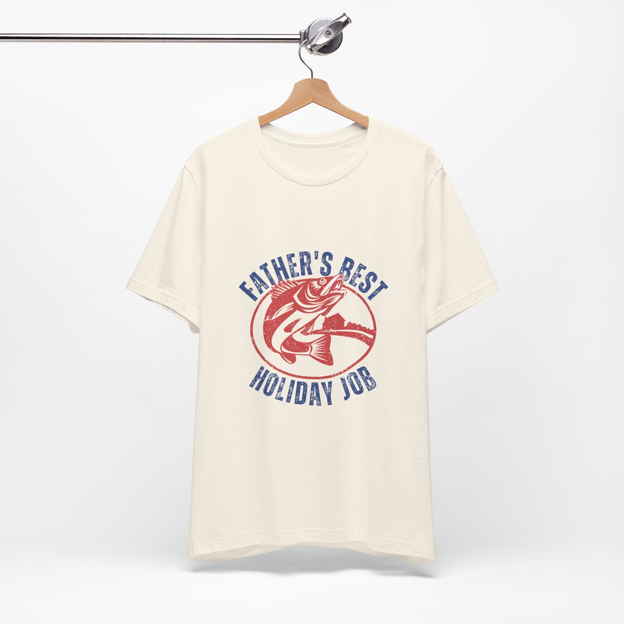 Father's Best Holiday Job T-Shirt — Vintage Fishing Dad Christmas Tee