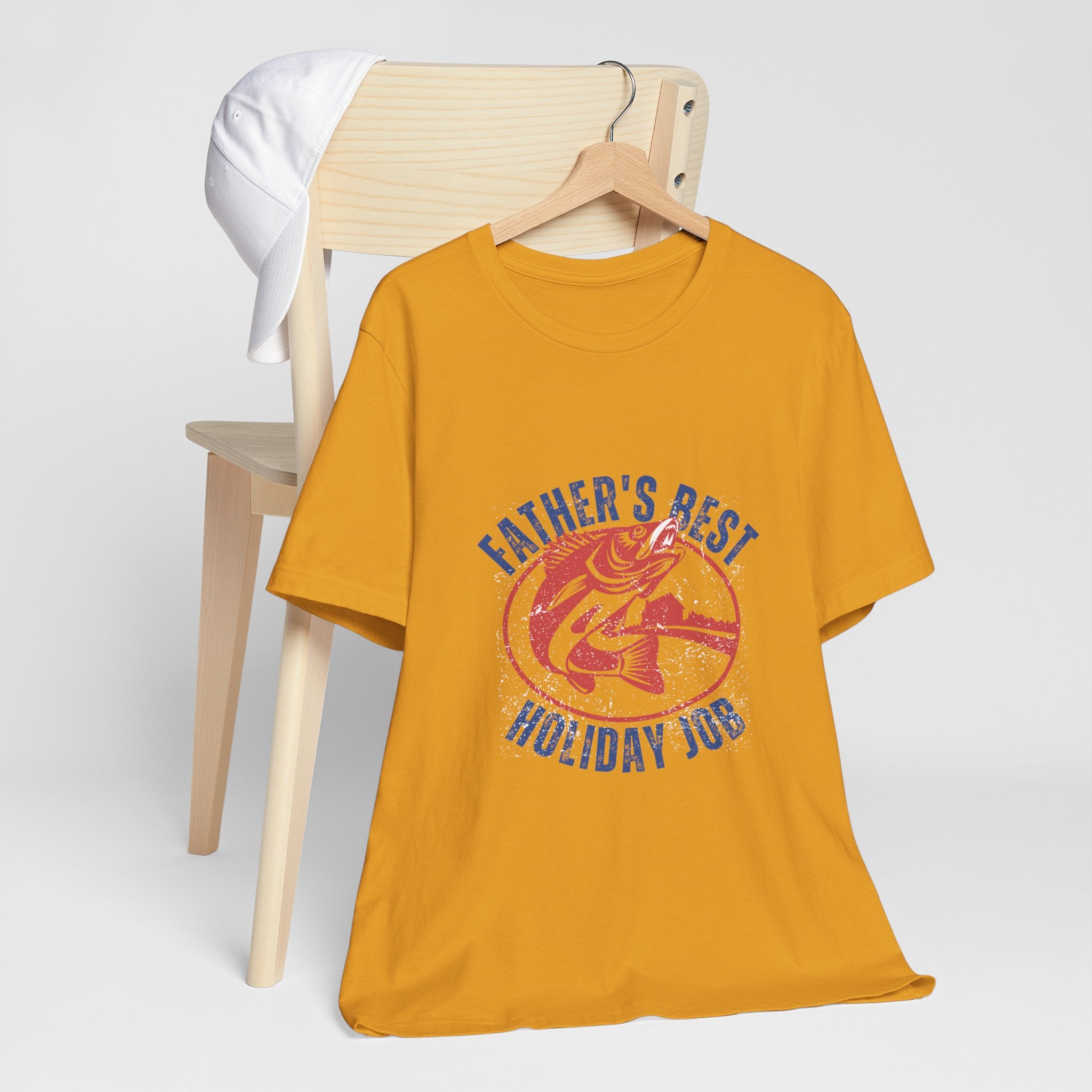 Father's Best Holiday Job T-Shirt — Vintage Fishing Dad Christmas Tee