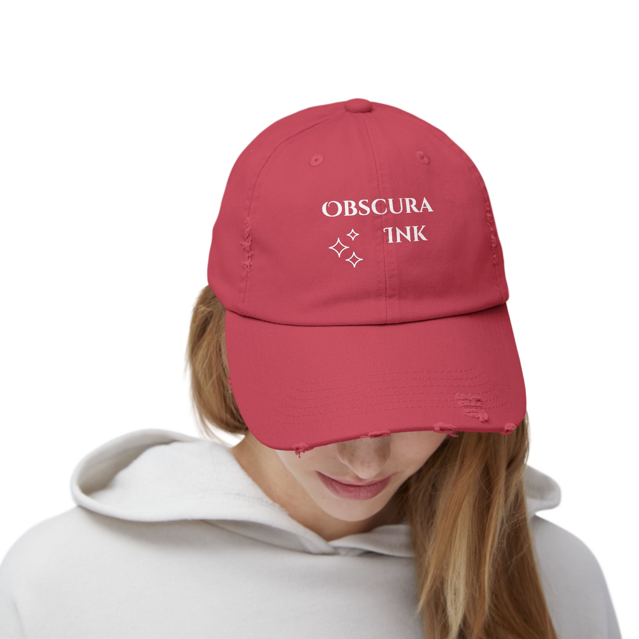 Obscura Ink Distressed Baseball Cap — Name Logo