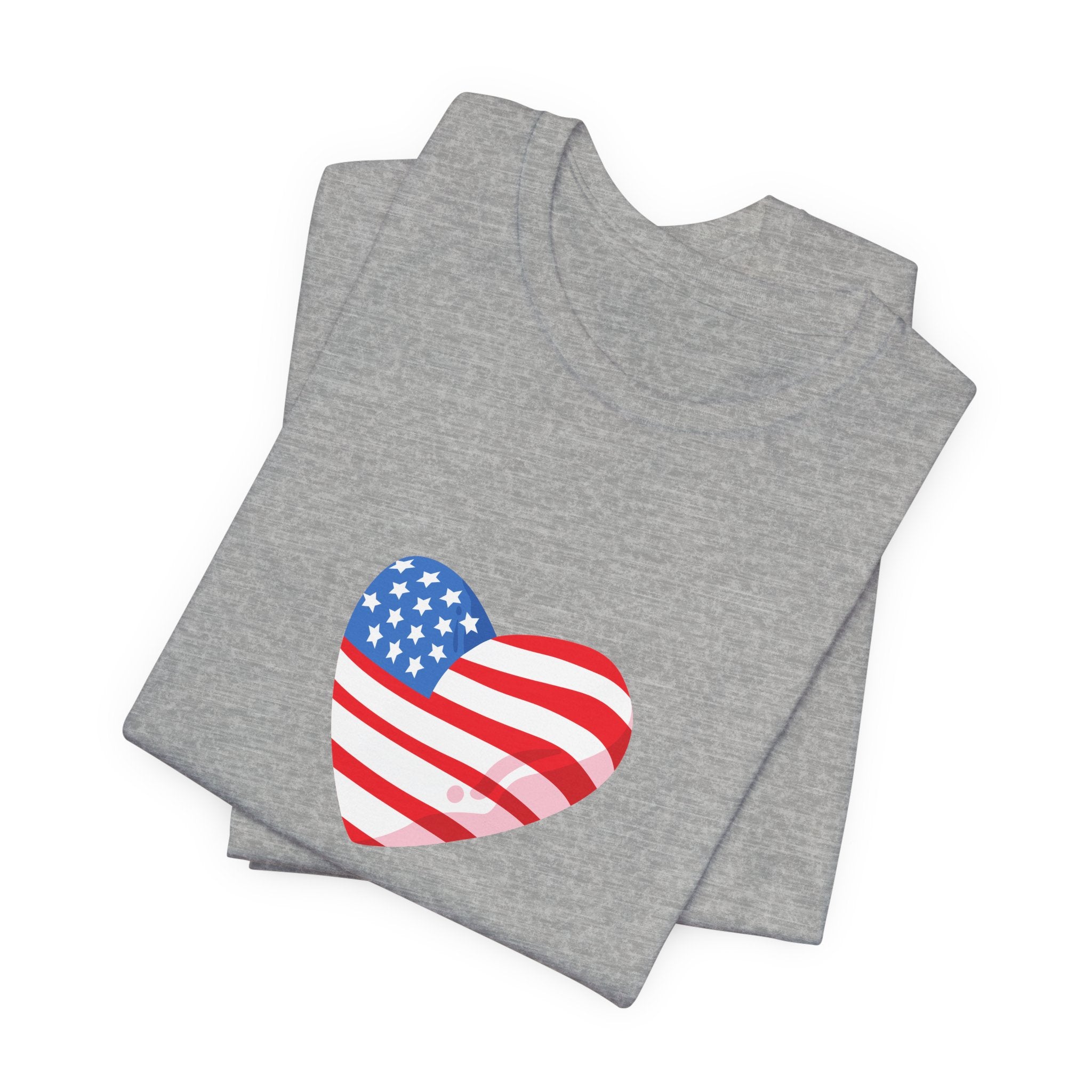 4th of July Heart Flag Tee — American Flag Heart Graphic T-Shirt